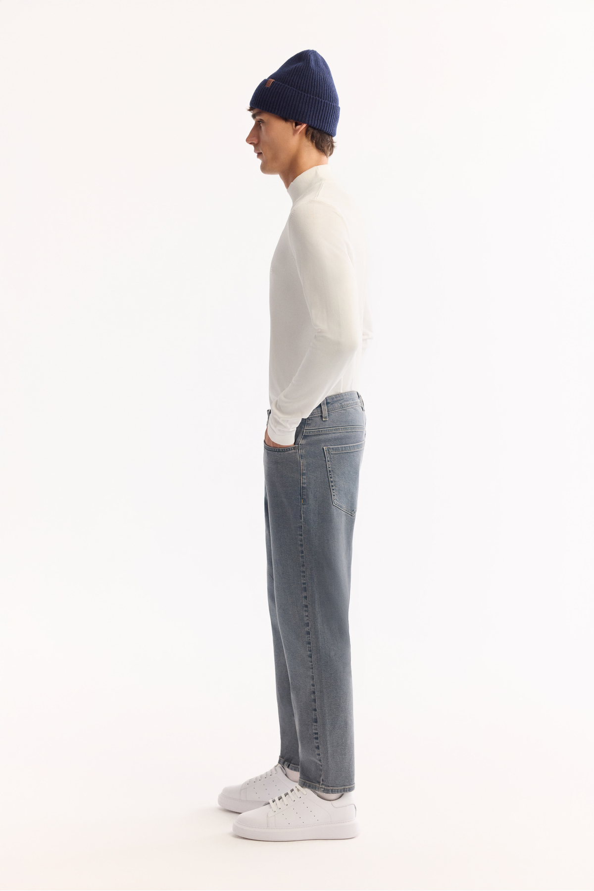 Avva Erkek Mavi Klasik Bel Pamuklu Eskitme Yıkamalı Roma Crop Slim Fit Jean Pantolon A52Y3530 görsel 5