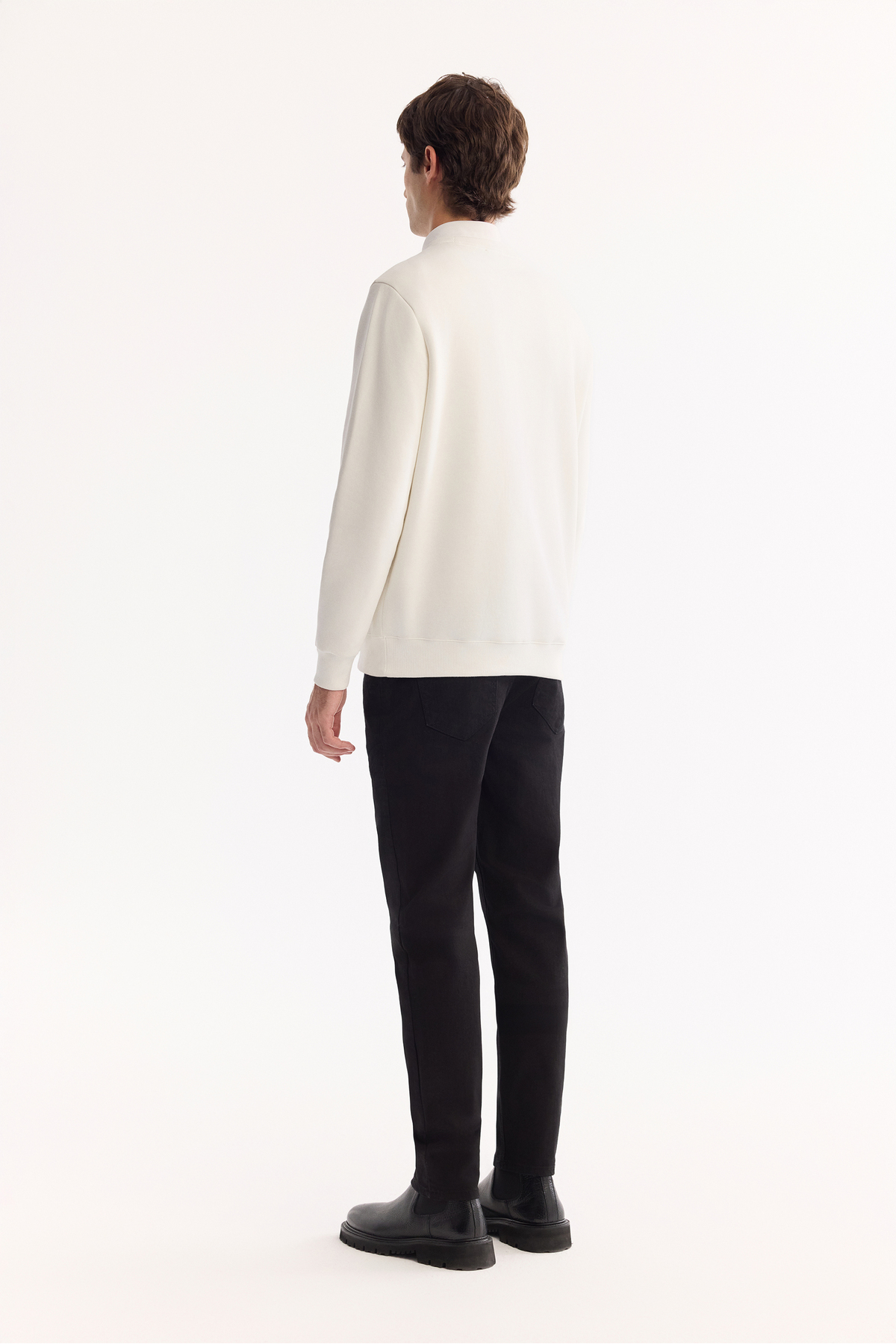 Avva Erkek Beyaz Bisiklet Yaka Pamuklu Şardonlu Baskılı Regular Fit Sweatshirt A52Y1327 görsel 4