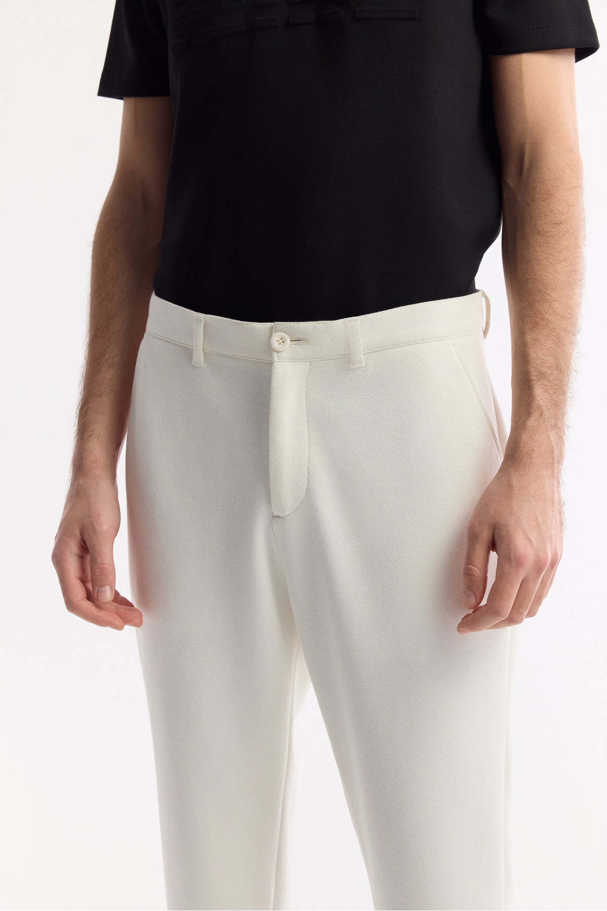 Avva Erkek Beyaz Beli Lastikli Bi-Stretch Chino Slim Fit Pantolon B003033 görsel 4