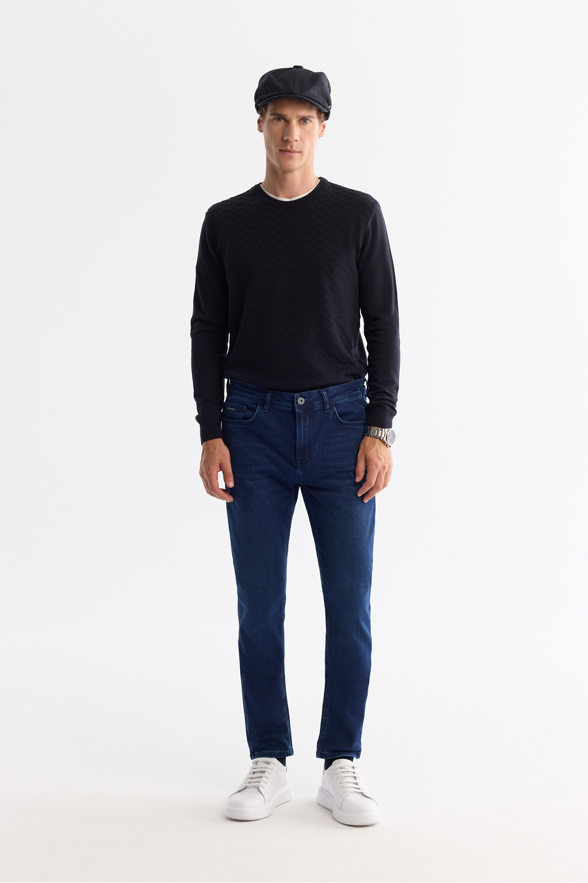 Avva Erkek İndigo Eskitme Yıkama Esnek Berlin Slim Fit Jean Pantolon B003521