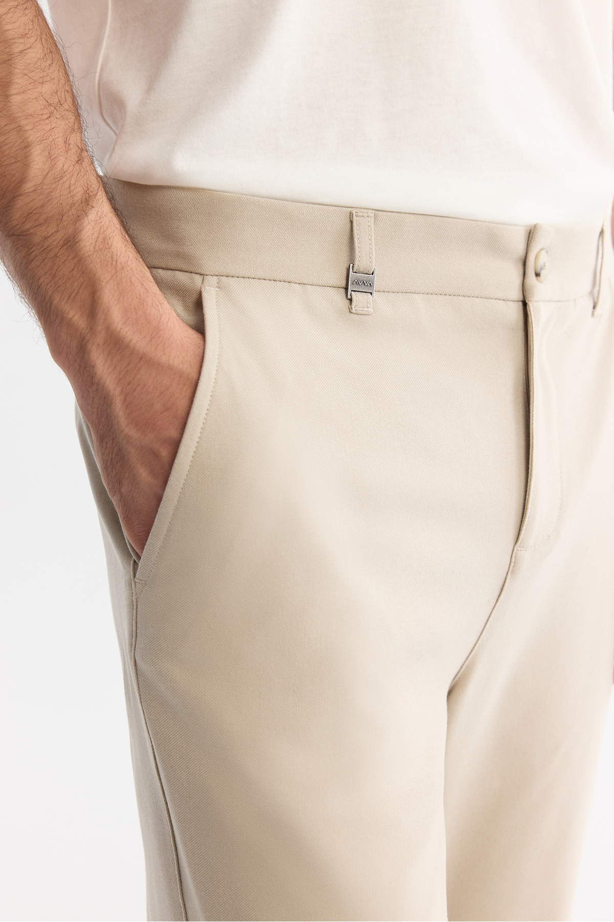 Avva Erkek Bej Klasik Bel Kolay Ütülenen Chino Slim Fit Pantolon B003035 görsel 4