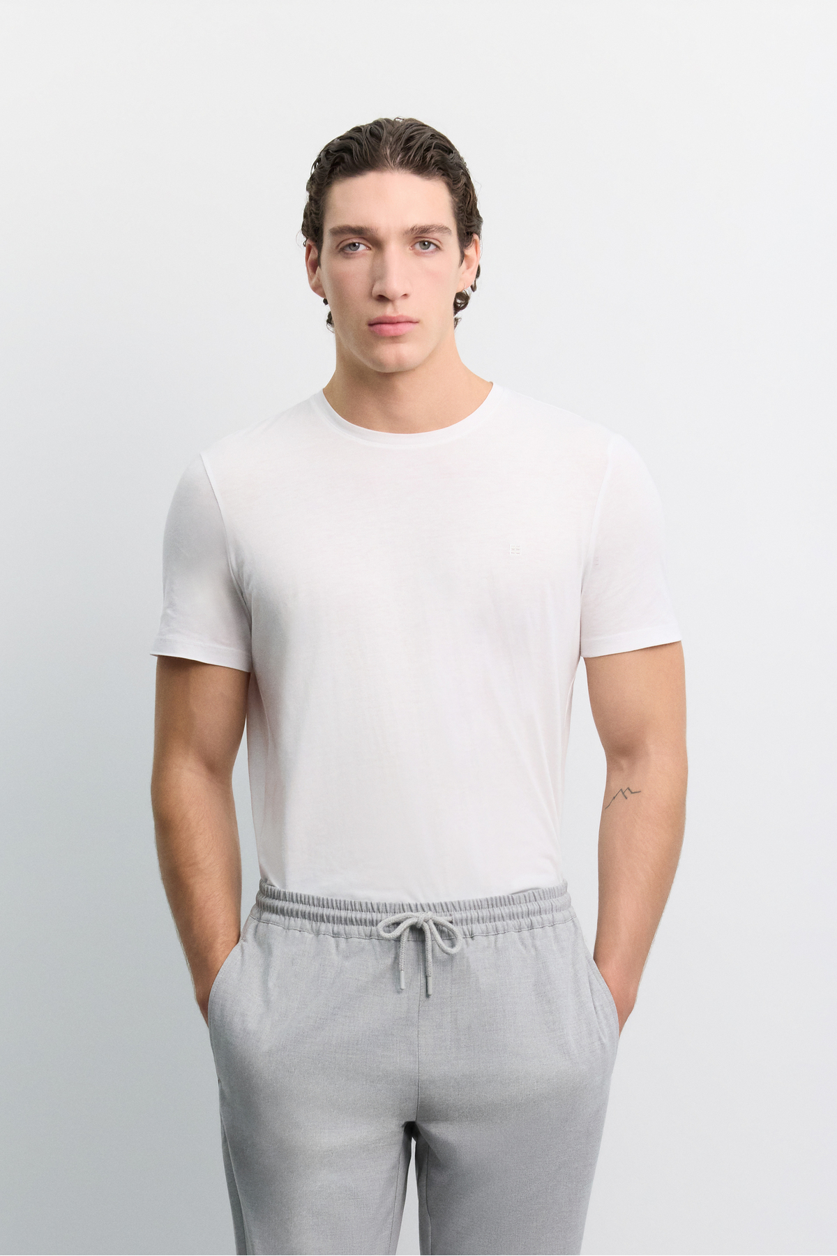 Avva Erkek Gri Beli Lastikli Bağcıklı Duble Paça Jogger Relaxed Fit Pantolon E003000 görsel 6