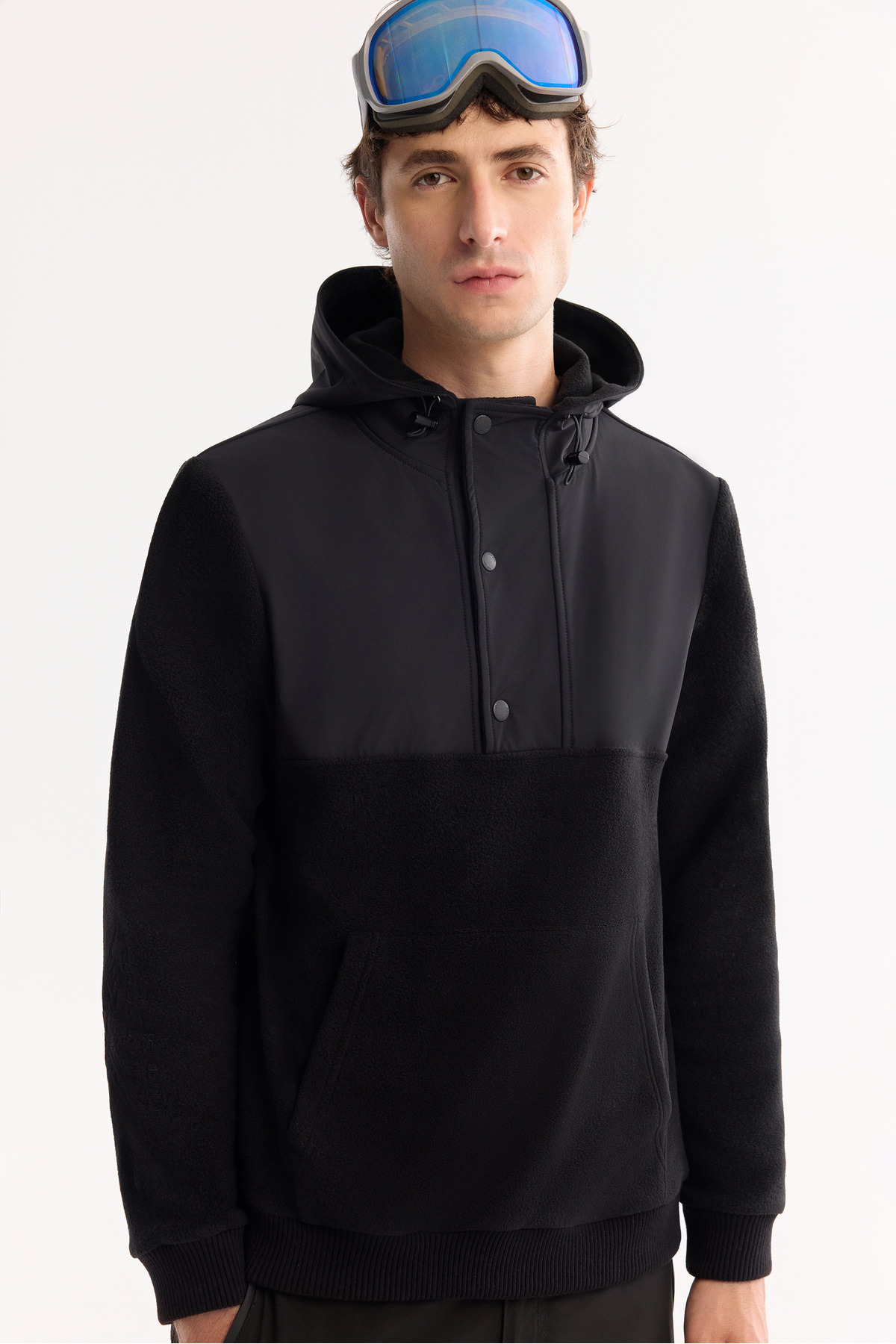 Avva Erkek Siyah Kapüşonlu Soft Touch Polar Regular Fit Sweatshirt A52Y1268 görsel 2
