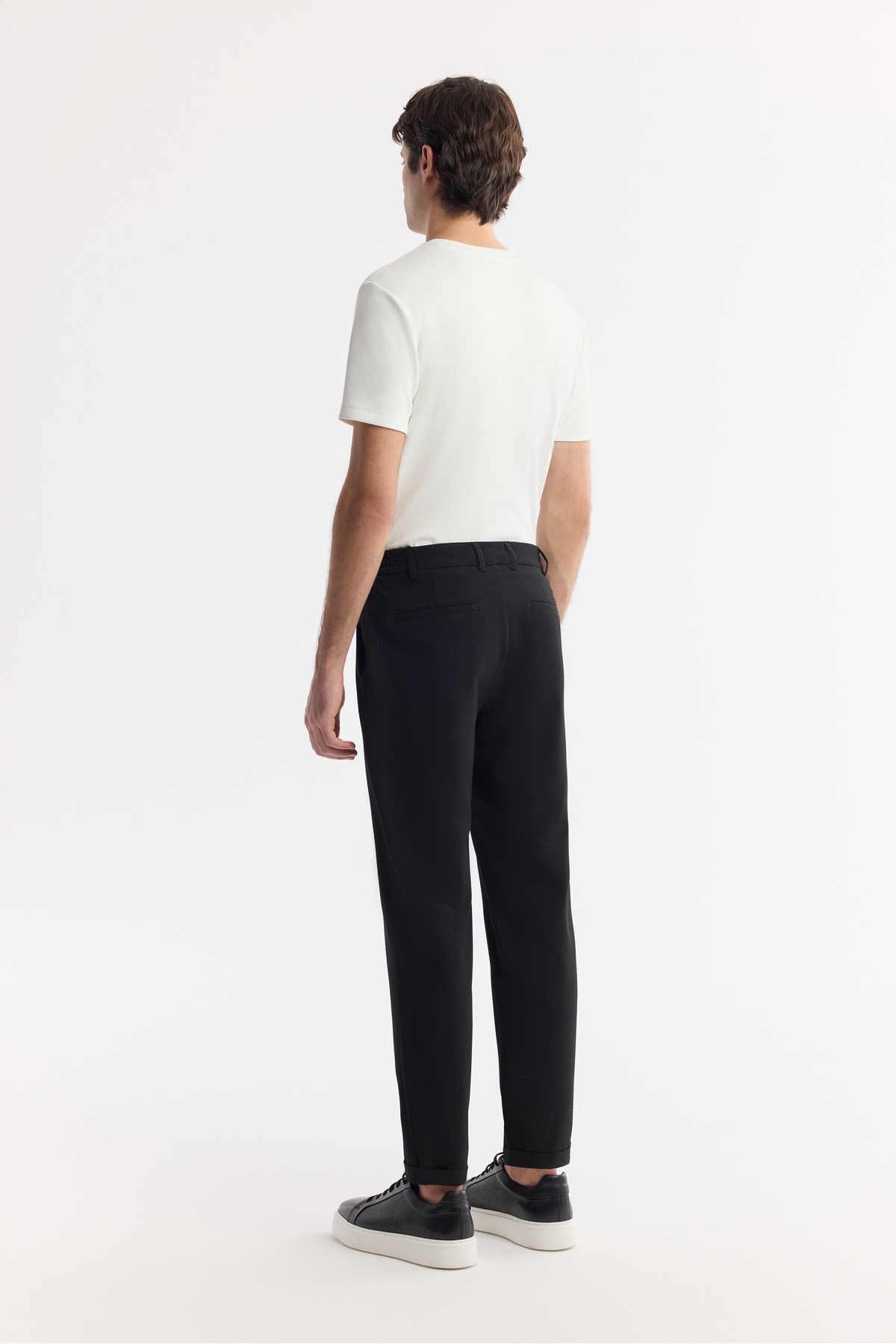 Avva Erkek Siyah Beli Lastikli Bi-Stretch Chino Slim Fit Pantolon B003033 görsel 3