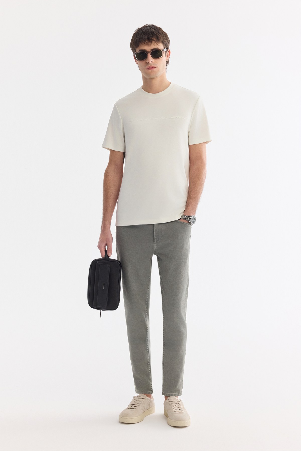 Avva Erkek Ekru Bisiklet Baskılı Viskon Karışımlı Bi-Stretch İnterlok Regular Fit T-shirt A61Y1052 görsel 6