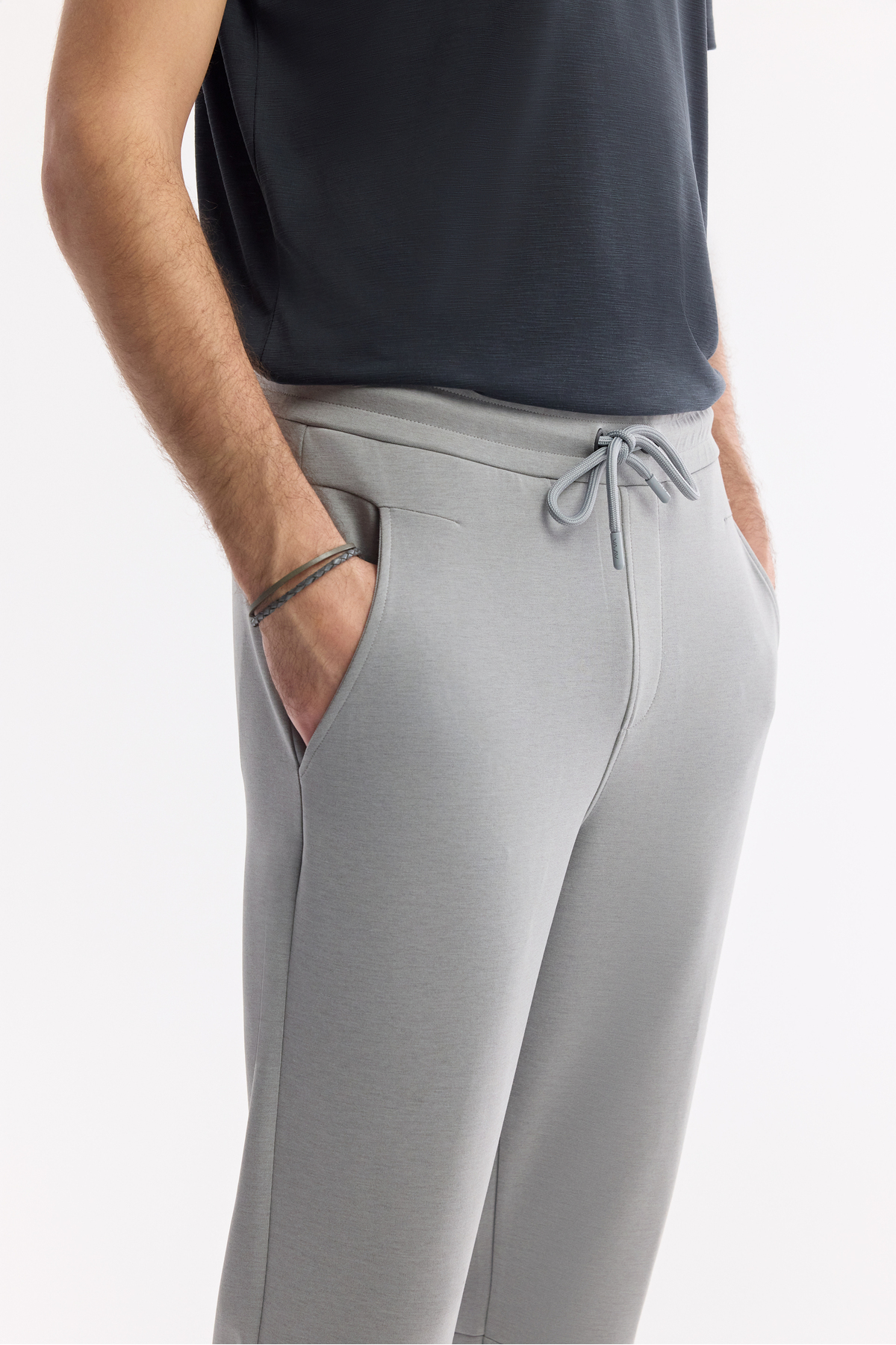 Avva Erkek Gri Beli Lastikli Bağcıklı Soft Touch Regular Fit Eşofman Altı A51Y3402 görsel 4