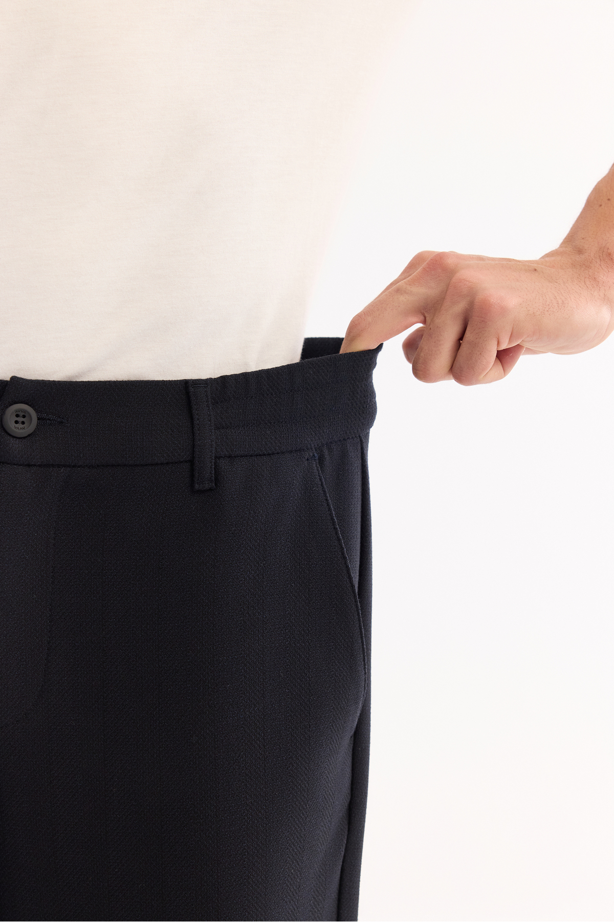 Avva Erkek Koyu Lacivert Yanı Lastikli Kolay Ütülenen Slim Fit Pantolon A52Y3040 görsel 7