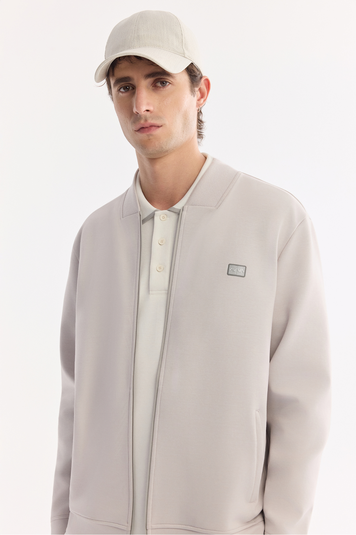 Avva Erkek Gri Bomber Yaka Fermuarlı Pamuklu Kolay Ütülenen Bi-Stretch Regular Fit Sweatshirt A61Y1201 görsel 5
