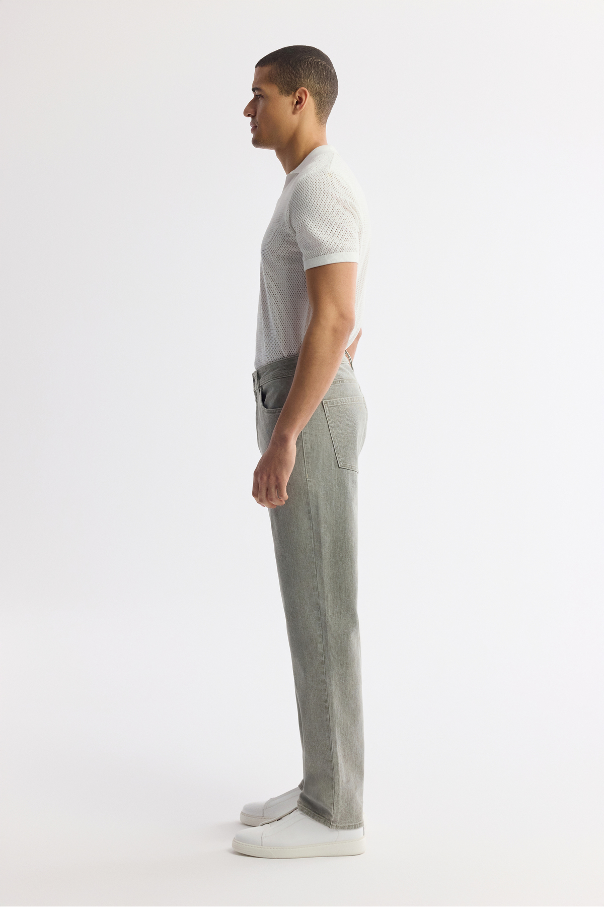 Avva Erkek Haki Klasik Bel %100 Pamuk Eskitme Yıkamalı Tokyo Straight Fit Jean Pantolon A51Y3542 görsel 3