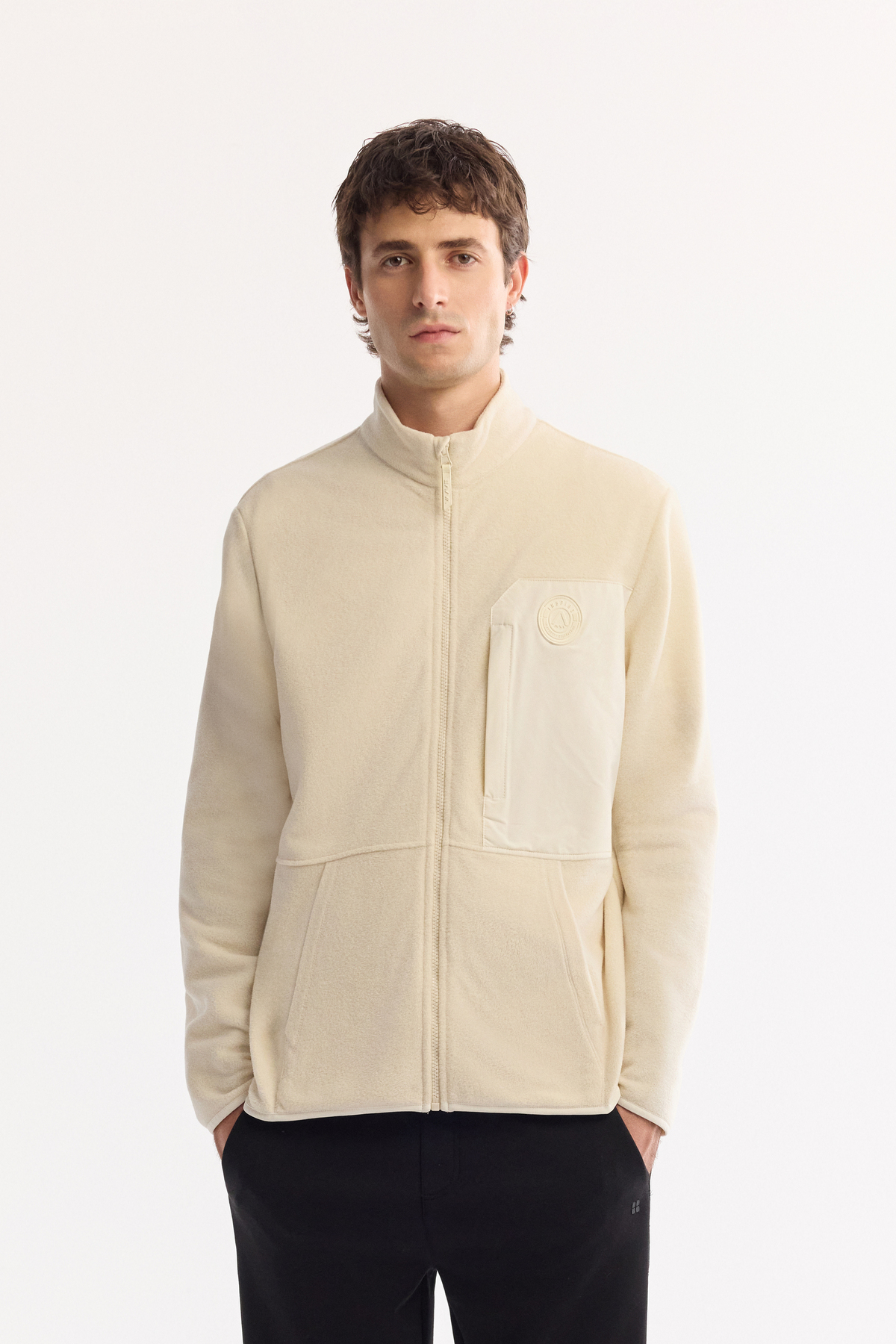 Avva Erkek Ekru Dik Yaka Fermuarlı Soft Touch Polar Regular Fit Sweatshirt A52Y1207