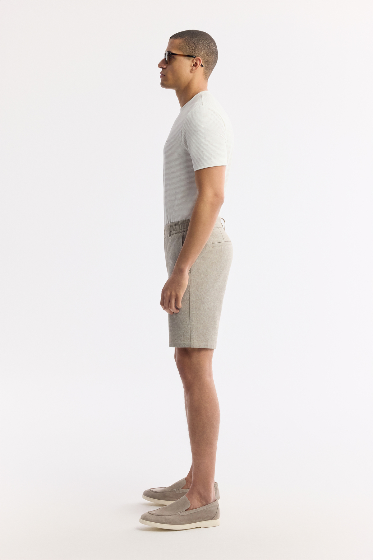 Avva Erkek Bej Yanı Lastikli Gofreli Bi-Stretch Slim Fit Chino Şort A51Y3730 görsel 2