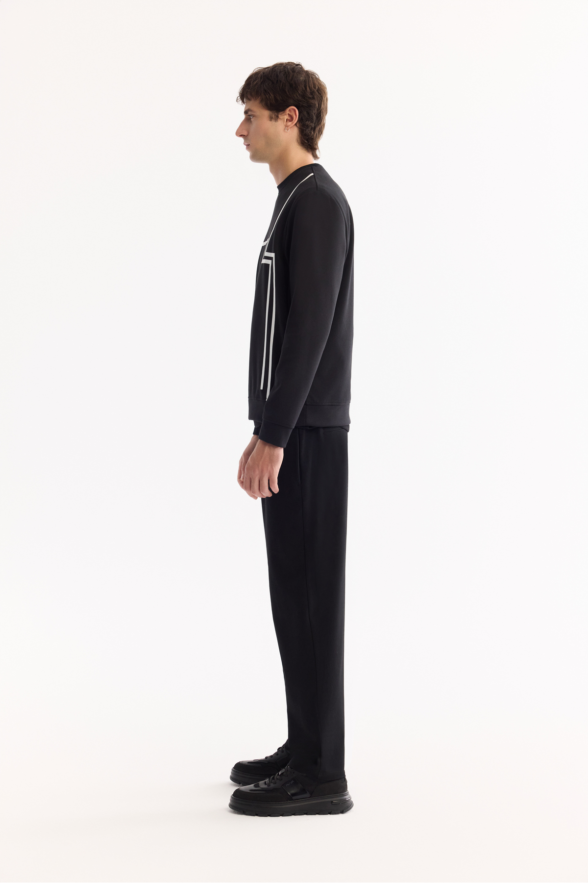 Avva Erkek Siyah Bisiklet Yaka Pamuklu Bi-Stretch Baskılı Regular Fit Sweatshirt A52Y1284 görsel 5