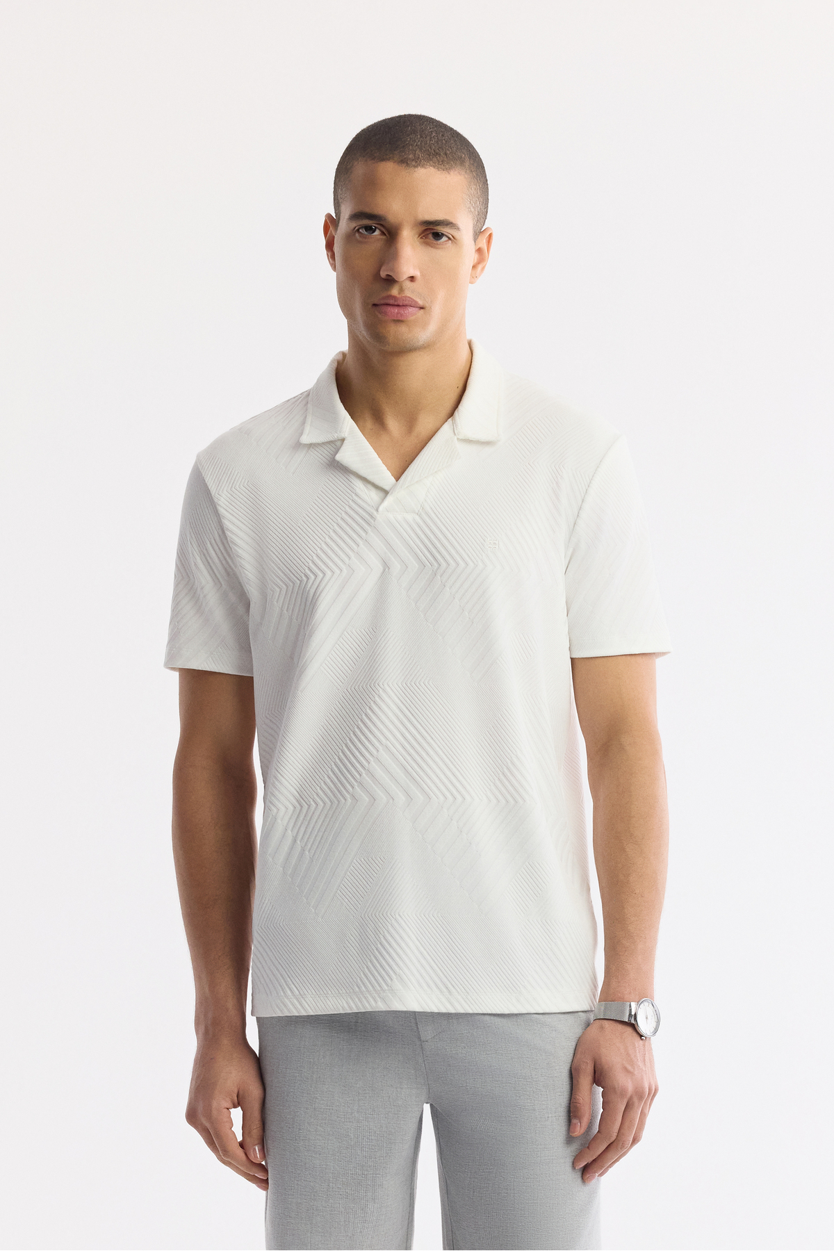 Avva Erkek Açık Gri Yanı Lastikli Gofreli Bi-Stretch Slim Fit Chino Şort A51Y3730 görsel 8