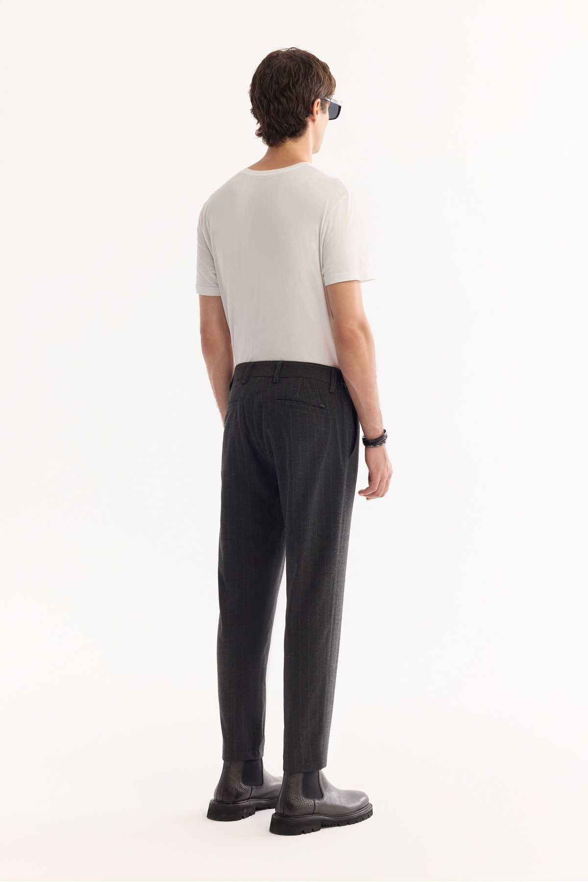 Avva Erkek Antrasit Viskon Karışımlı Kolay Ütülenen Çizgili Slim Fit Pantolon A52Y3006 görsel 4