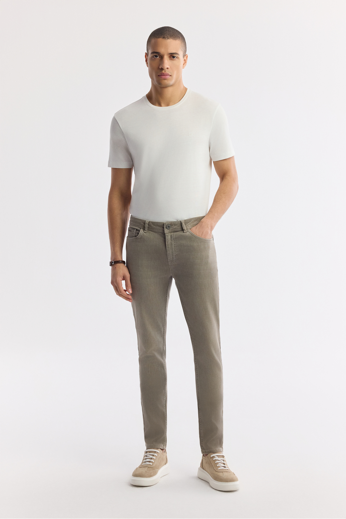 Avva Erkek Bej Klasik Bel Pamuklu Taş Yıkamalı Berlin Slim Fit Jean Pantolon A51Y3516