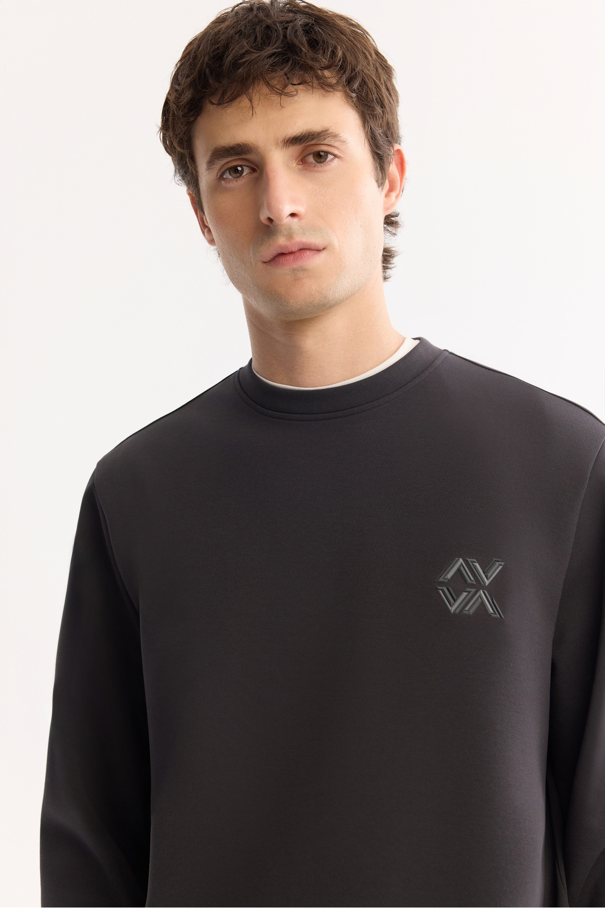 Avva Erkek Antrasit Bisiklet Yaka Pamuklu Bi-Stretch Basic Regular Fit Sweatshirt A52Y1328 görsel 2