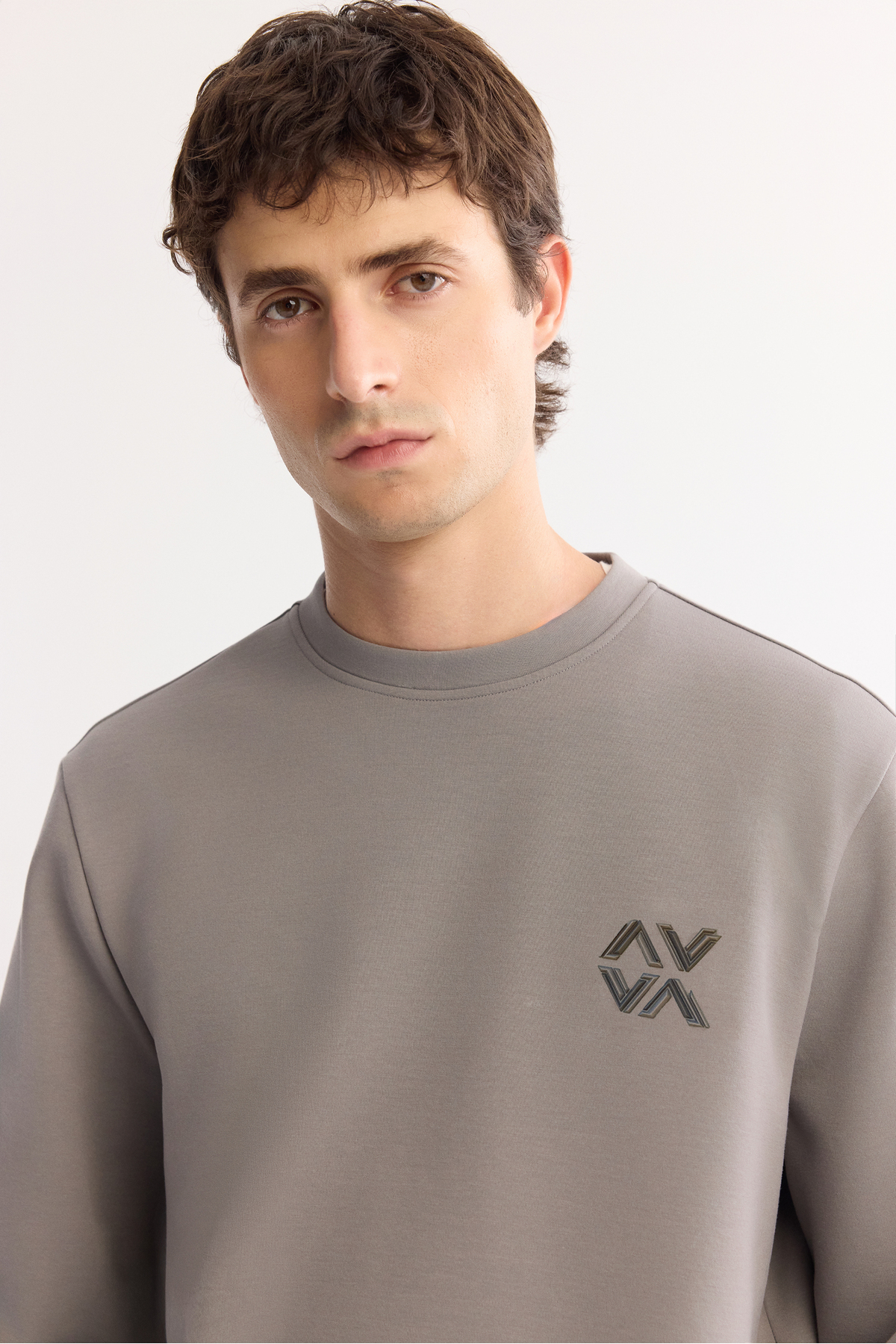 Avva Erkek Gri Bisiklet Yaka Pamuklu Bi-Stretch Basic Regular Fit Sweatshirt A52Y1328 görsel 6