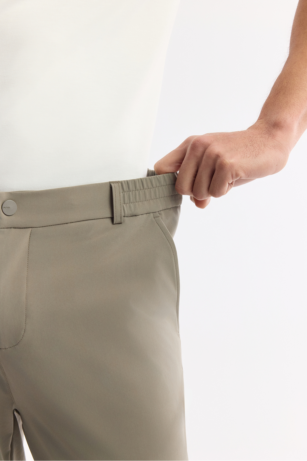 Avva Erkek Haki Beli Lastikli Bi-Stretch Teknik Kumaş Slim Fit Pantolon A51Y3077 görsel 4