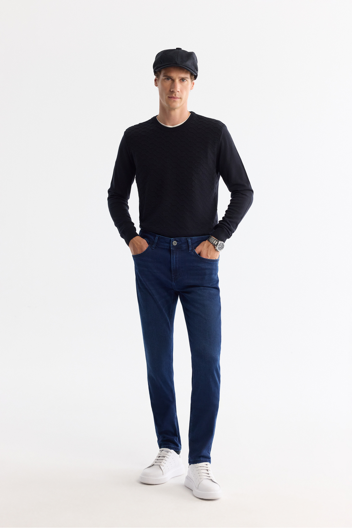 Avva Erkek İndigo Eskitme Yıkama Esnek Berlin Slim Fit Jean Pantolon B003521 görsel 3