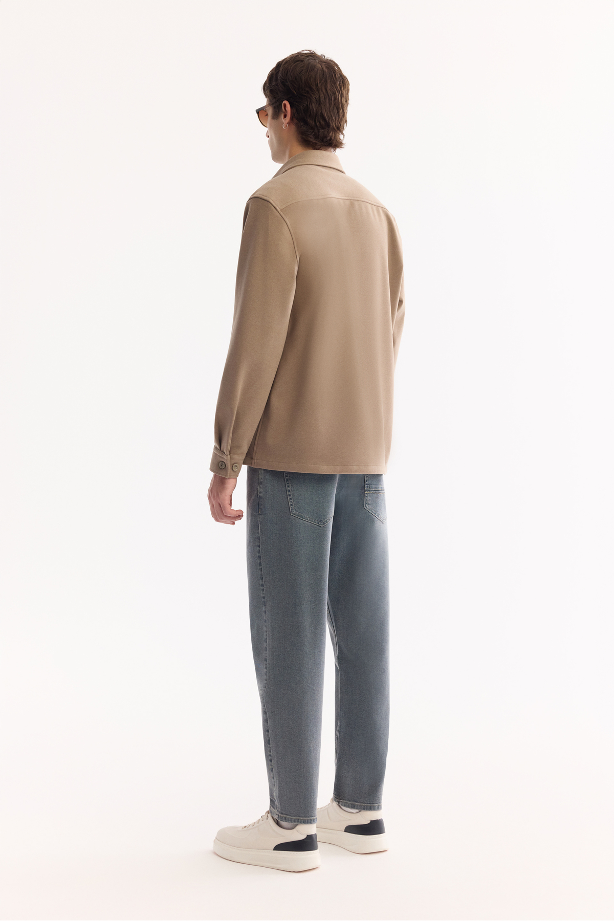 Avva Erkek Vizon Klasik Yaka Jersey Comfort Fit Gömlek Ceket A52Y2043 görsel 4