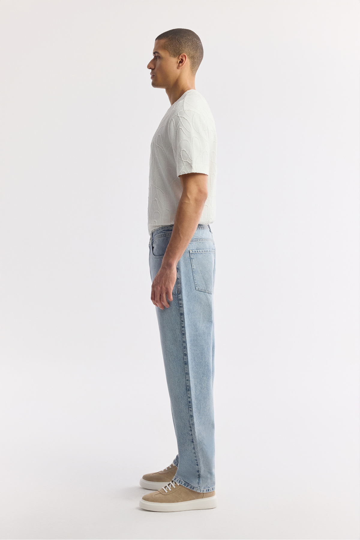 Avva Erkek Açık Mavi Klasik Bel %100 Pamuk Eskitme Yıkamalı Tokyo Straight Fit Jean Pantolon A51Y3546 görsel 4