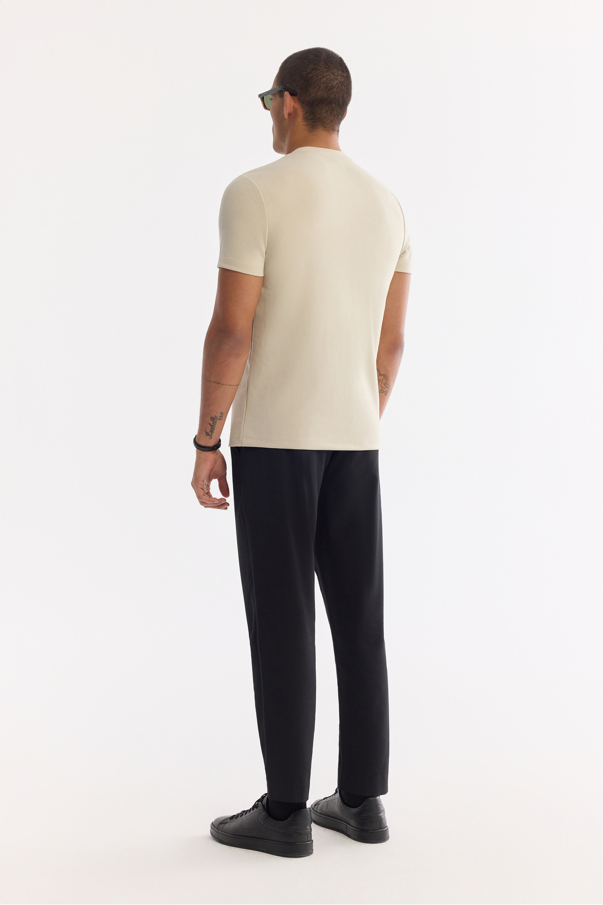 Avva Erkek Bej Bisiklet Yaka Enjeksiyon Baskılı Bi-Stretch İnterlok Regular Fit T-shirt A61Y1136 görsel 4