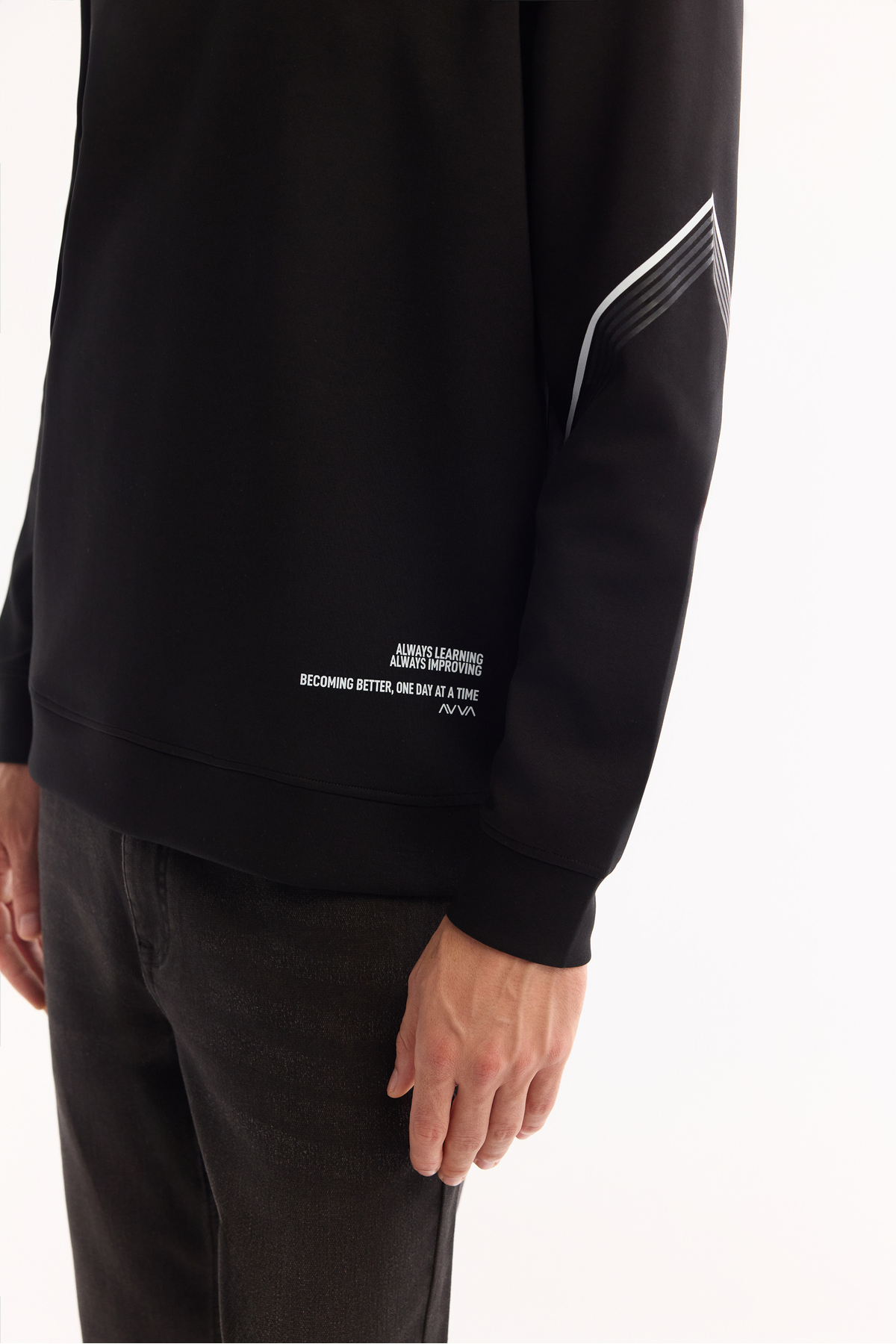 Avva Erkek Siyah Bisiklet Yaka Pamuklu Bi-Stretch Baskılı Regular Fit Sweatshirt A52Y1258 görsel 5