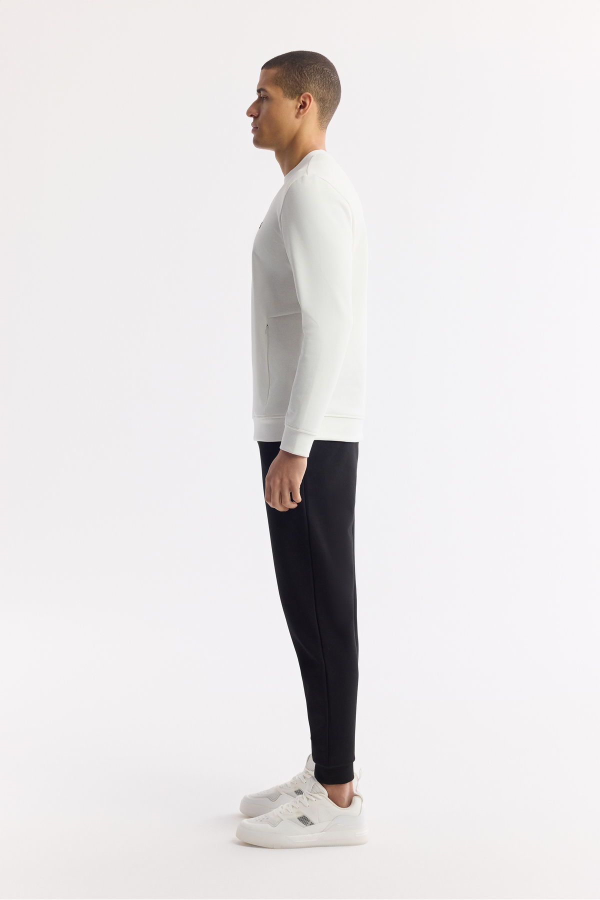 Avva Erkek Ekru Bisiklet Yaka Baskılı Bi-Stretch İnterlok Regular Fit Sweatshirt A51Y1208 görsel 3