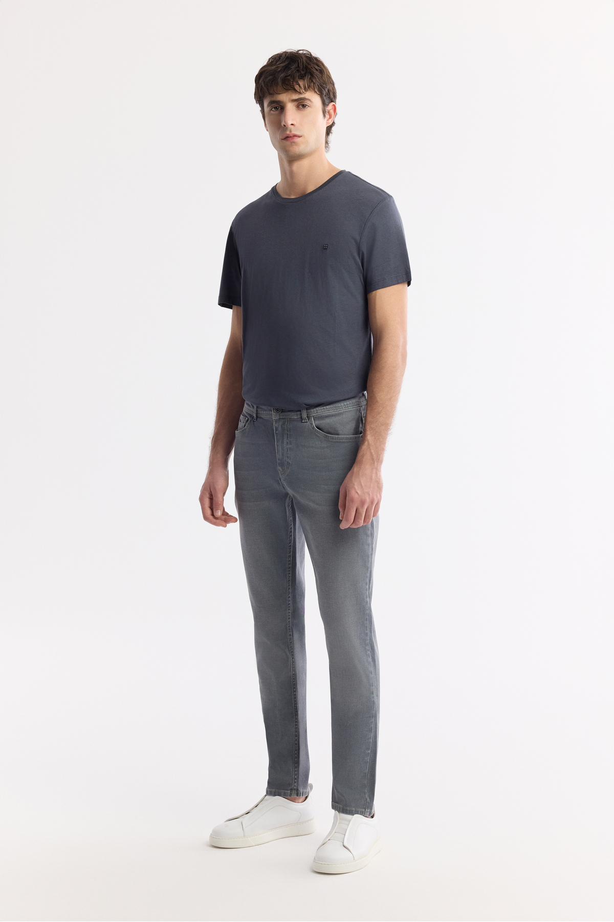 Avva Erkek Gri Klasik Bel Eskitme Yıkamalı Pamuklu Berlin Slim Fit Jean Pantolon B003524 görsel 8