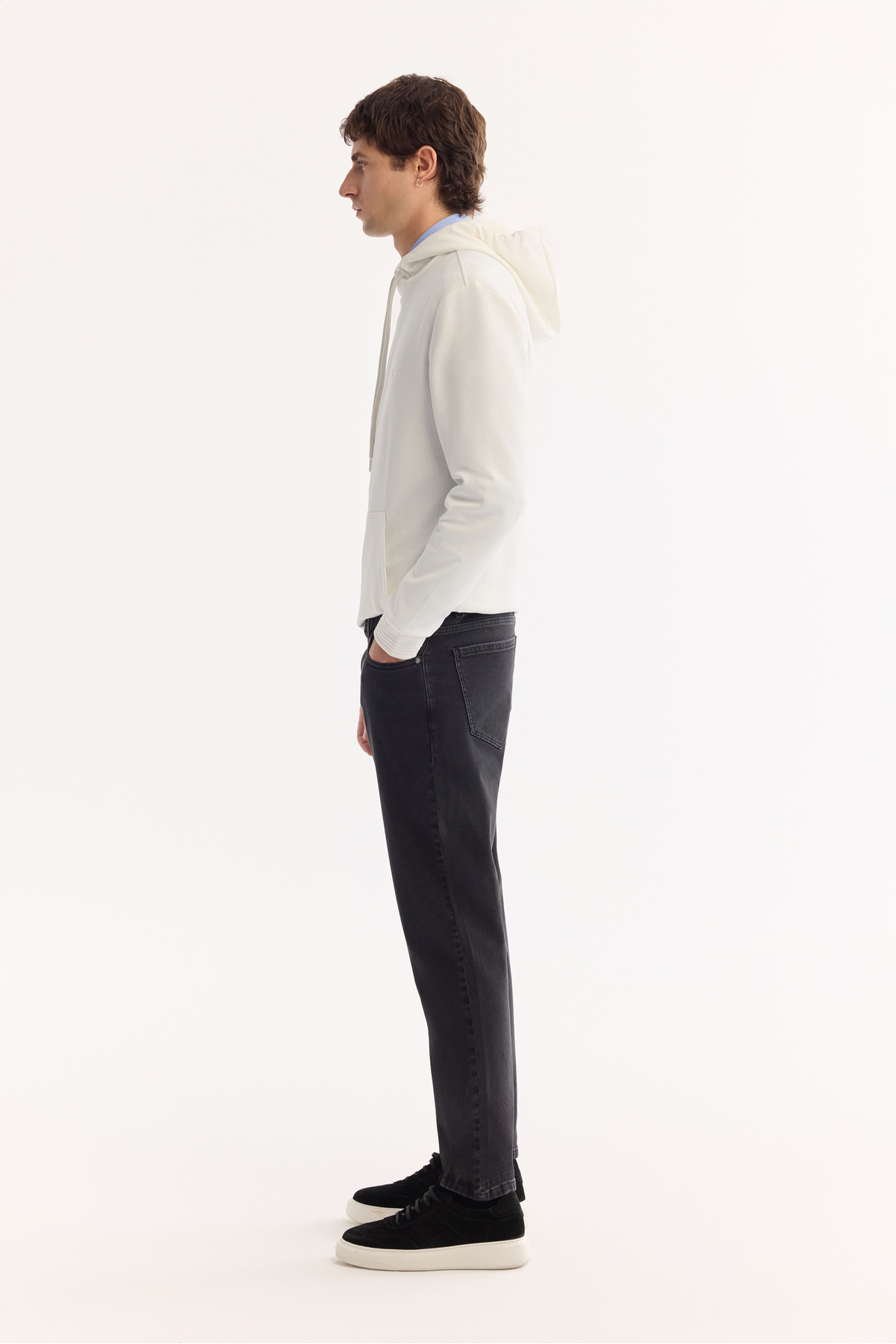 Avva Erkek Siyah Klasik Bel Pamuklu Eskitme Yıkamalı Madrid Comfort Slim Fit Jean Pantolon A52Y3518 görsel 4