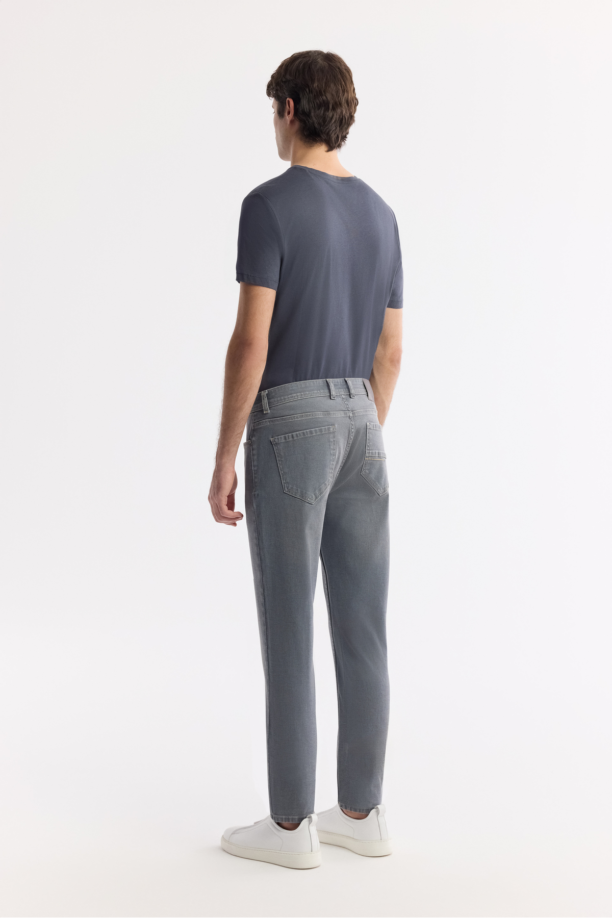 Avva Erkek Gri Klasik Bel Eskitme Yıkamalı Pamuklu Berlin Slim Fit Jean Pantolon B003524 görsel 4