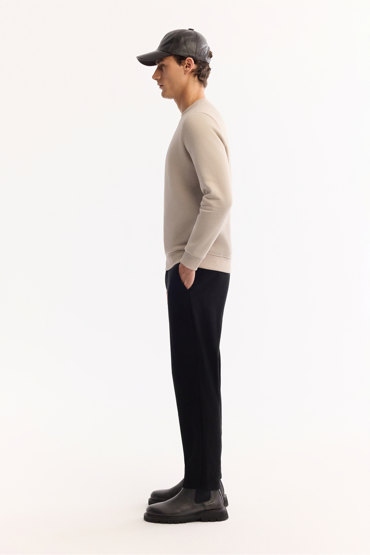 Avva Erkek Taş Bisiklet Yaka Pamuklu Şardonlu Baskılı Regular Fit Sweatshirt B001033 görsel 3
