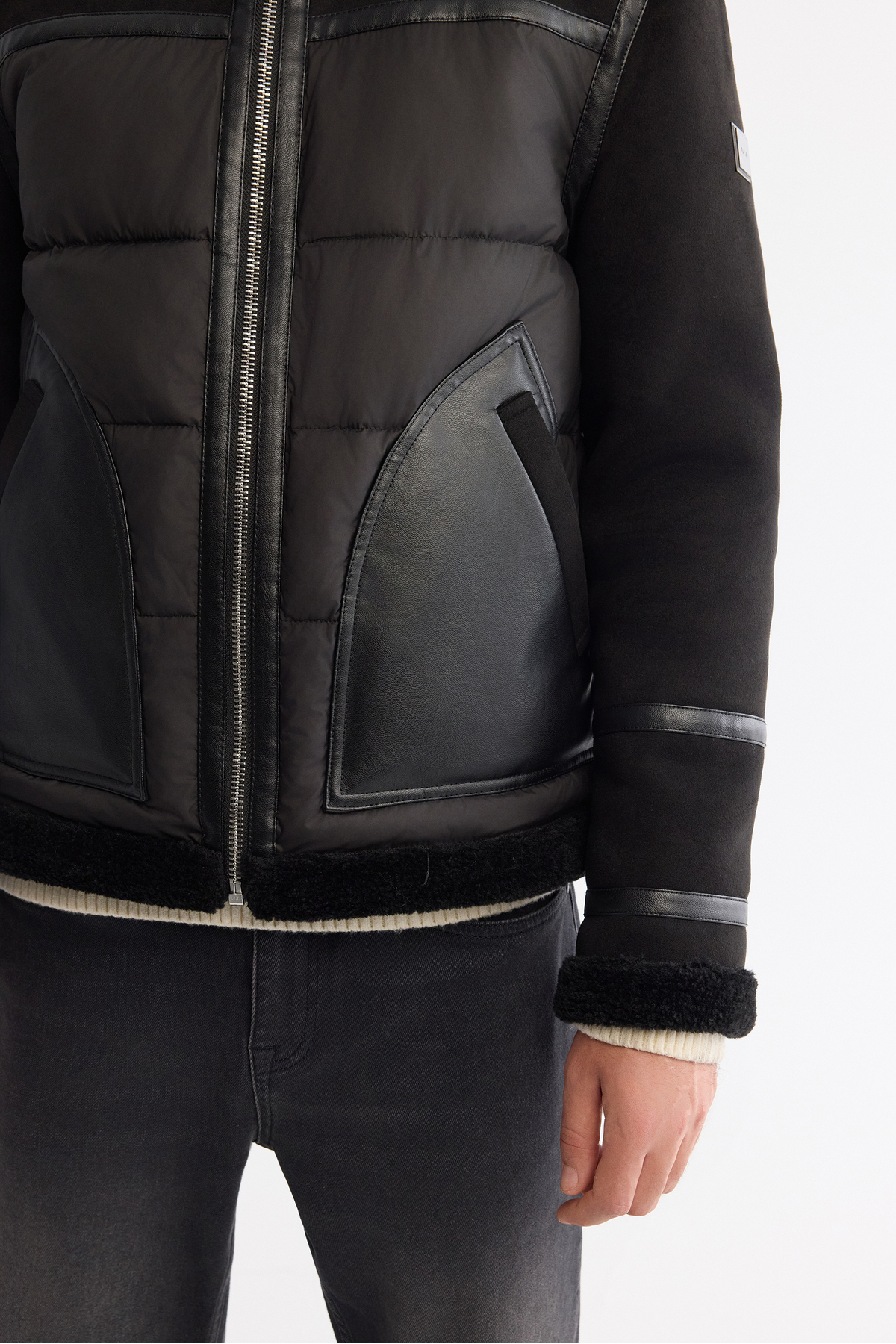 Avva Erkek Siyah Kürklü Yaka Napa Comfort Fit Mont A42Y6127 görsel 4