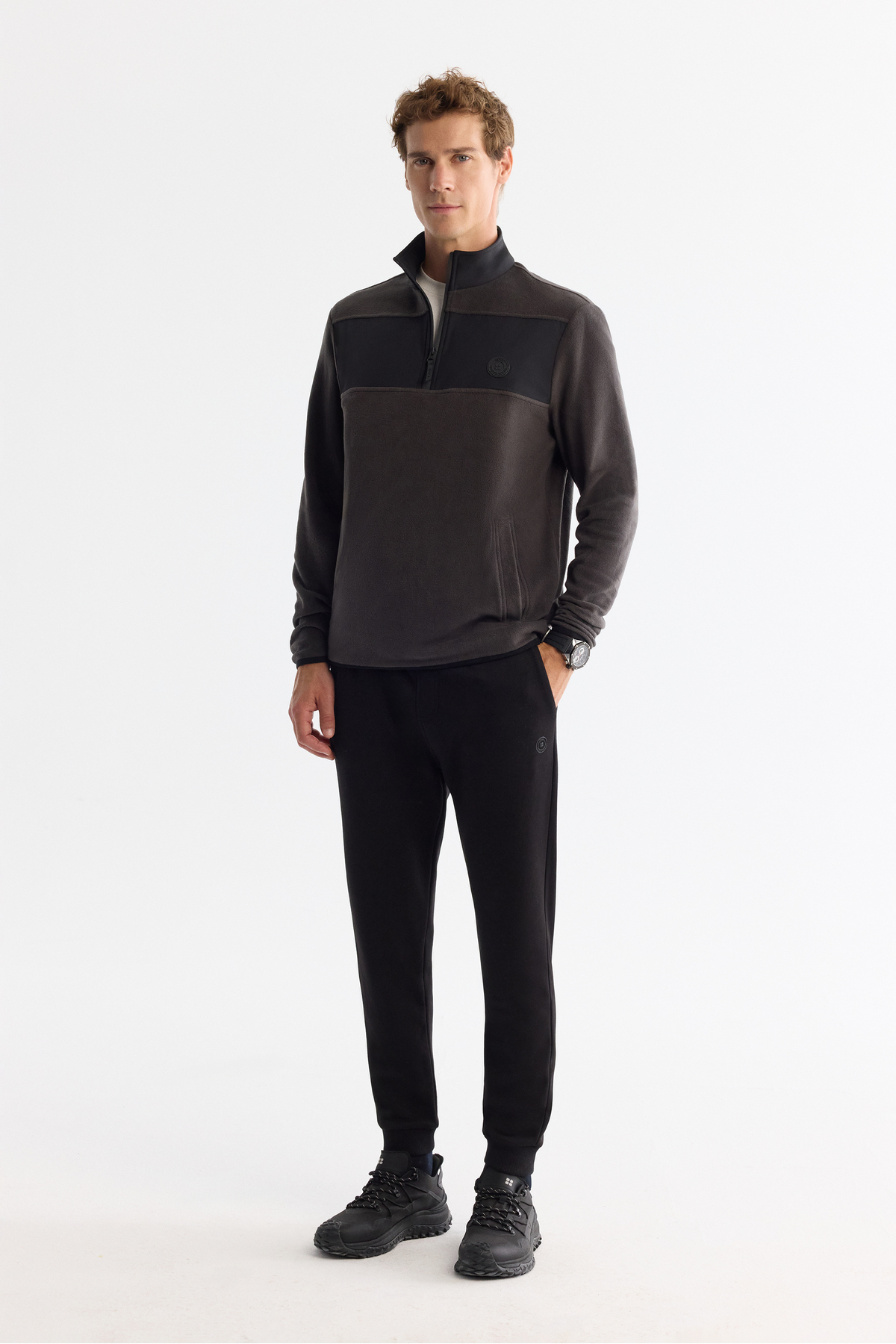 Avva Erkek Antrasit Soğuğa Dayanıklı Fermuarlı Dik Yaka Polar Regular Fit Sweatshirt A42Y1380 görsel 6