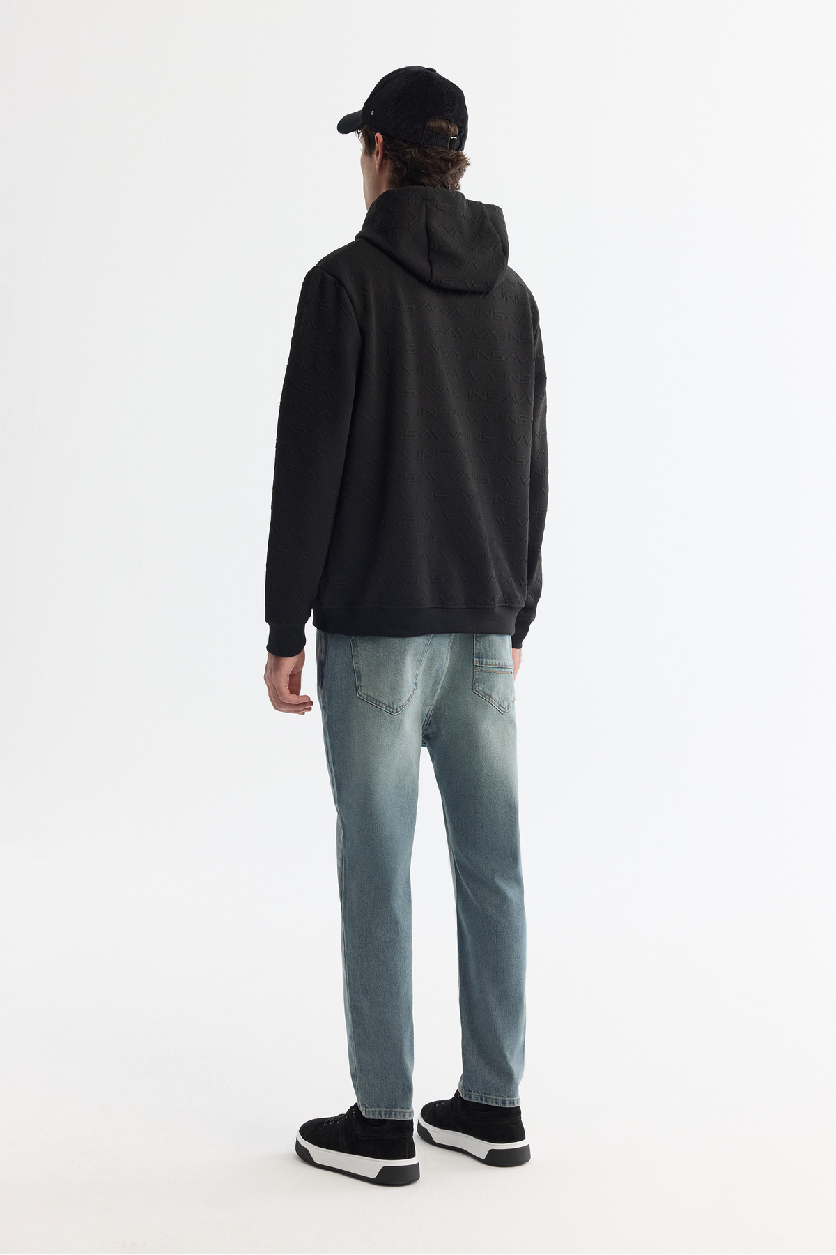 Avva Erkek Siyah Kapüşonlu Baskılı Elastan Regular Fit Sweatshirt A42Y1332 görsel 4