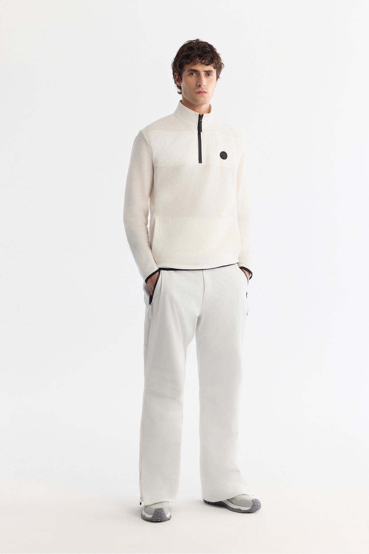 Avva Erkek Ekru Soğuğa Dayanıklı Fermuarlı Dik Yaka Polar Regular Fit Sweatshirt A42Y1380 görsel 5