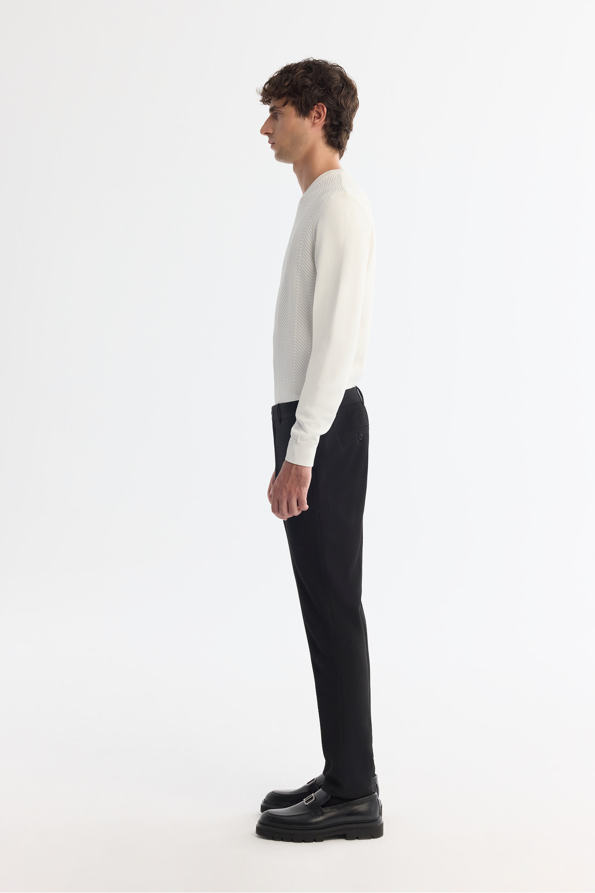 Avva Erkek Siyah Yandan Cepli Dokulu Bi-Stretch Slim Fit Pantolon A42Y3211 görsel 2