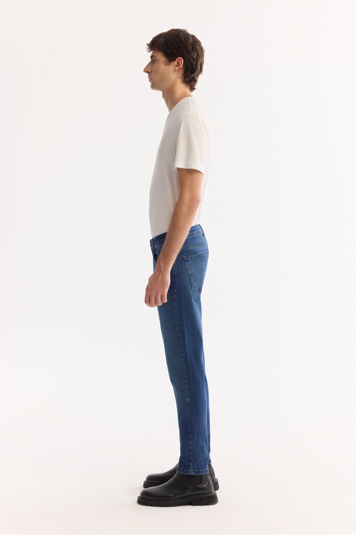 Avva Erkek Lacivert Klasik Bel Eskitme Yıkamalı Elastan Berlin Slim Fit Jean Pantolon A42Y3519 görsel 4