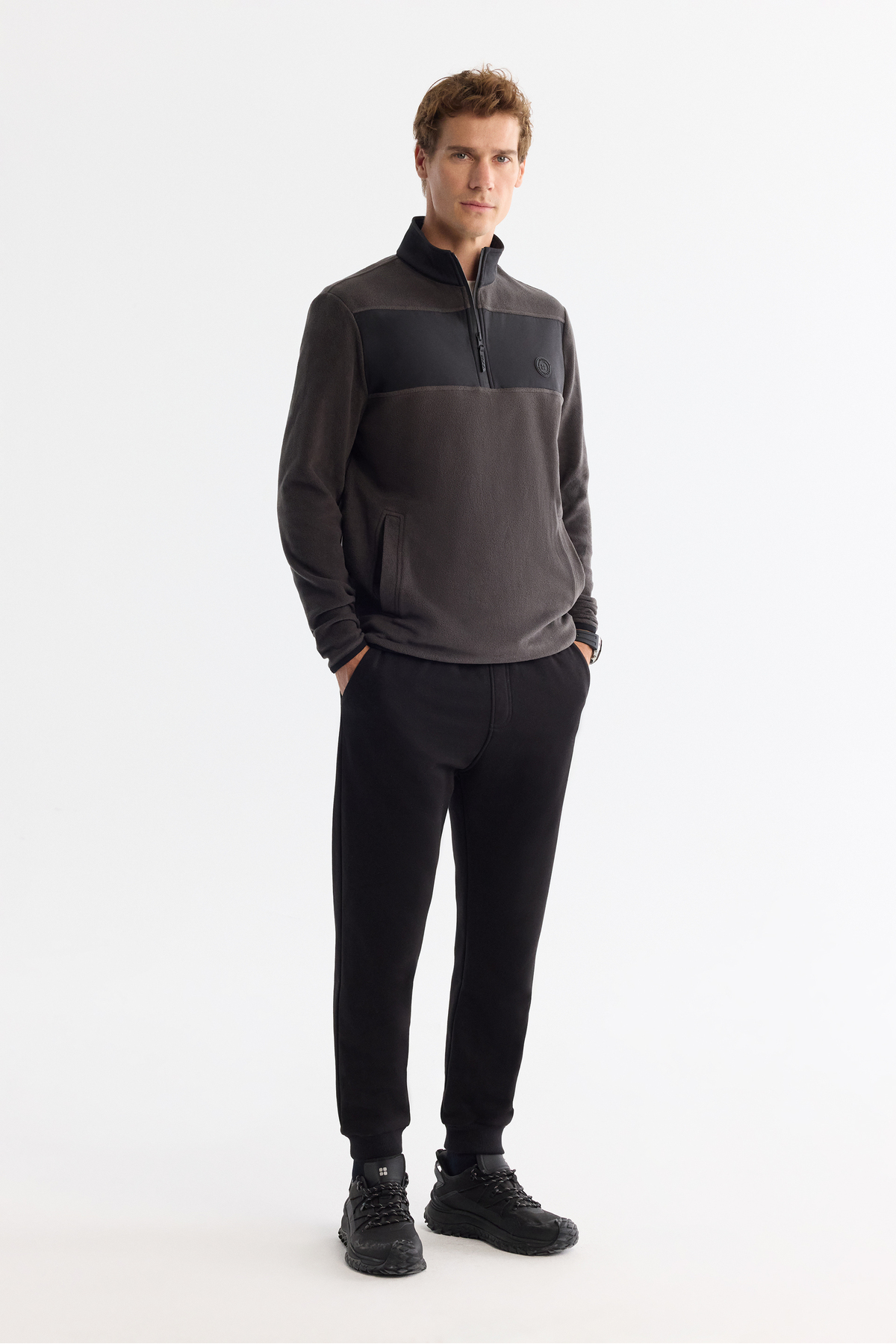 Avva Erkek Antrasit Soğuğa Dayanıklı Fermuarlı Dik Yaka Polar Regular Fit Sweatshirt A42Y1380 görsel 5