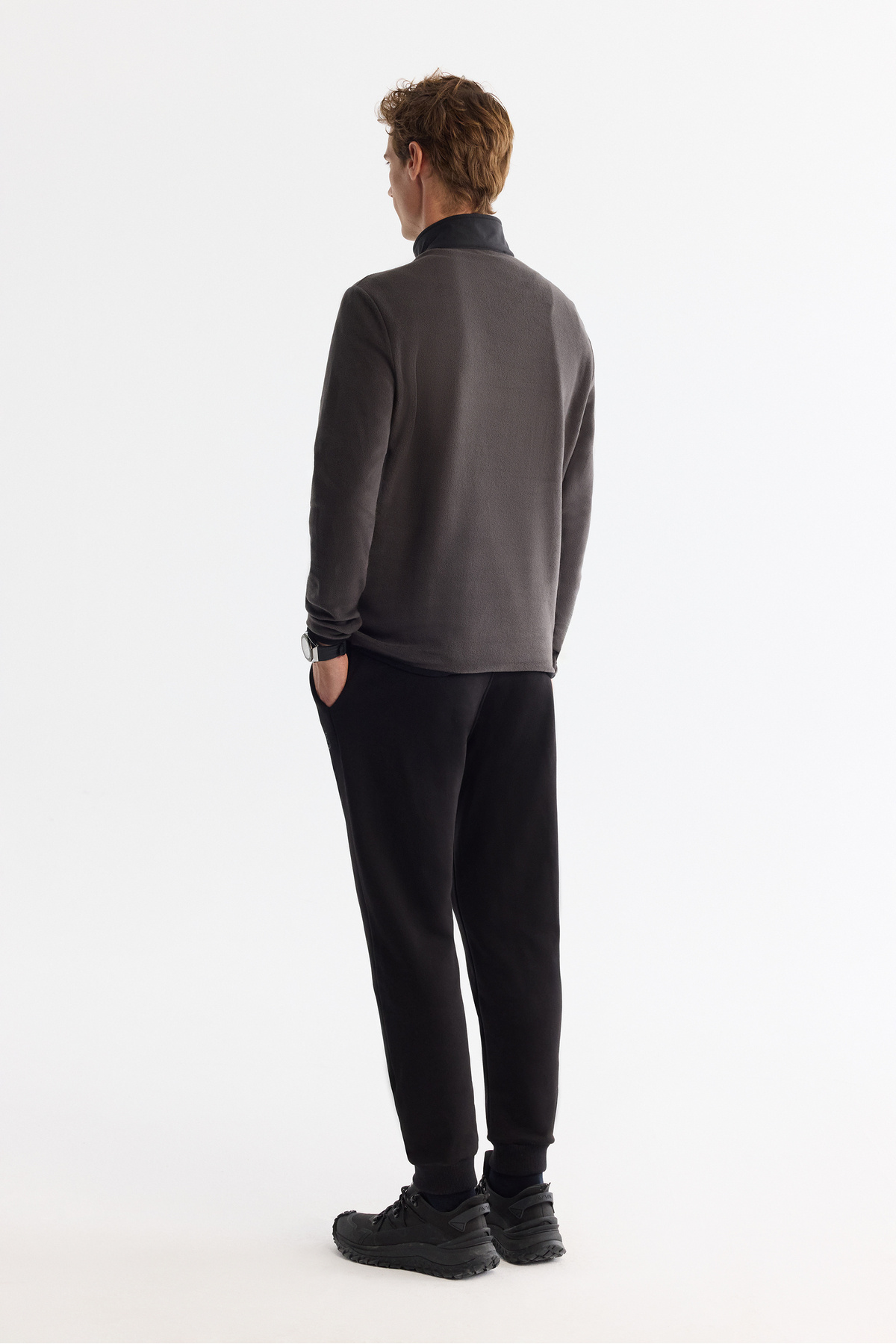 Avva Erkek Antrasit Soğuğa Dayanıklı Fermuarlı Dik Yaka Polar Regular Fit Sweatshirt A42Y1380 görsel 4