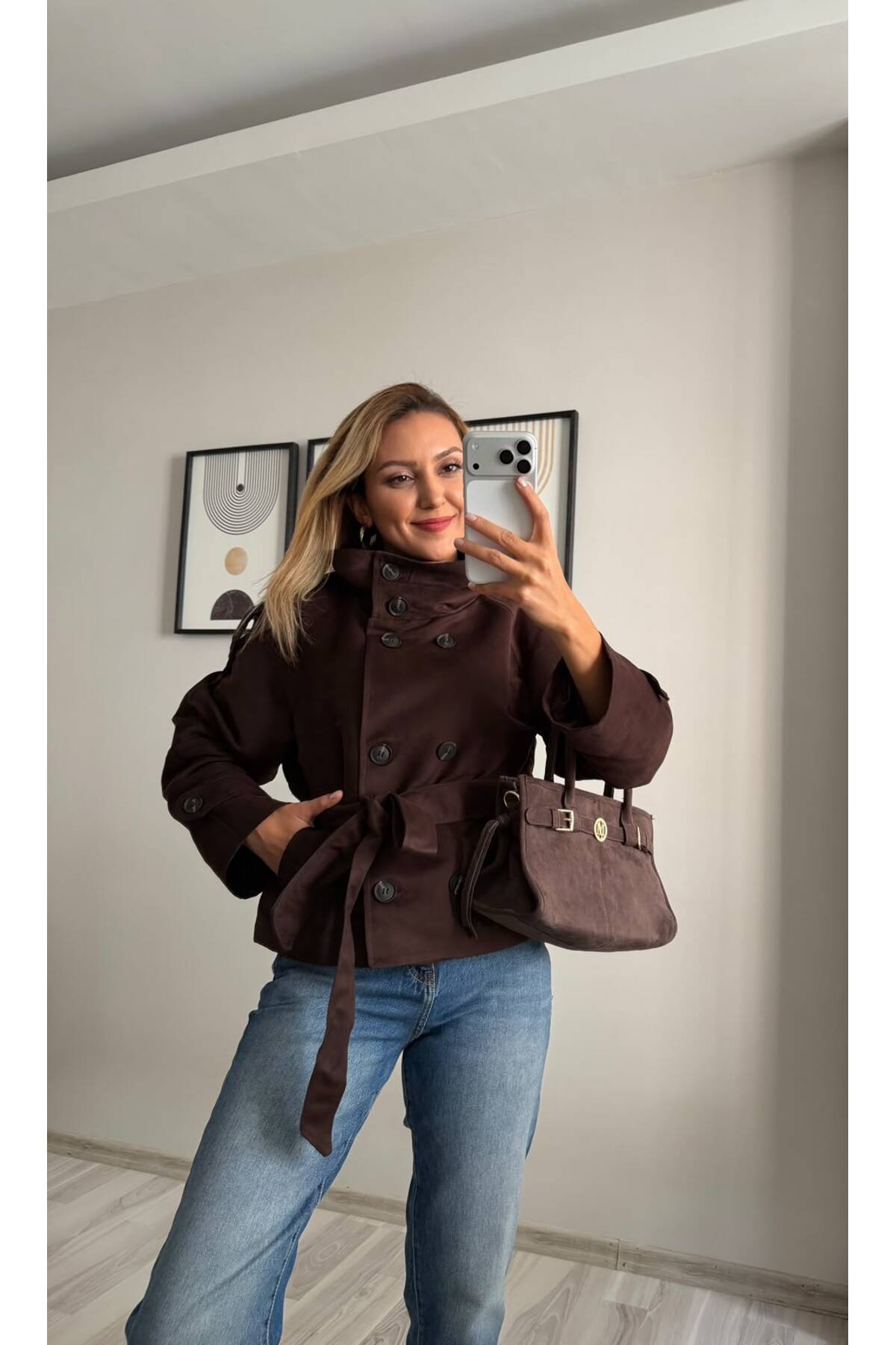 TB Butik Dik Yaka Ve Ceket Yaka Premium Süet Trençkot Ceket