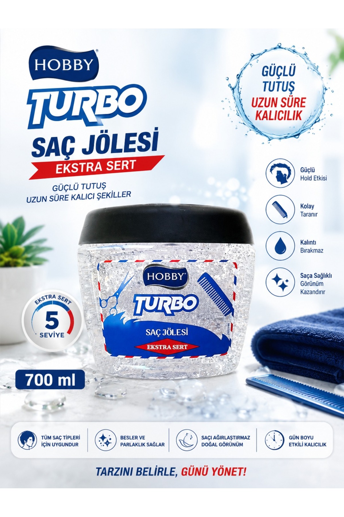 Hobby Turbo Saç Jölesi Ekstra Sert, Güçlü Tutuş 700 ml — NCF--Turbo1