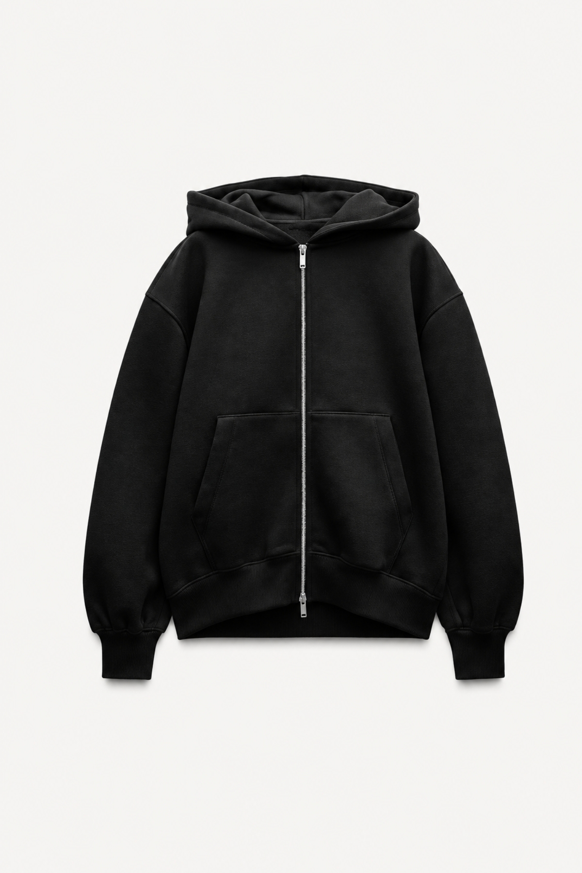 The Champ Clothing İçi Polar Oversize Kesim Kapüşonlu fermuarlı Siyah Eşofman Takımı görsel 5