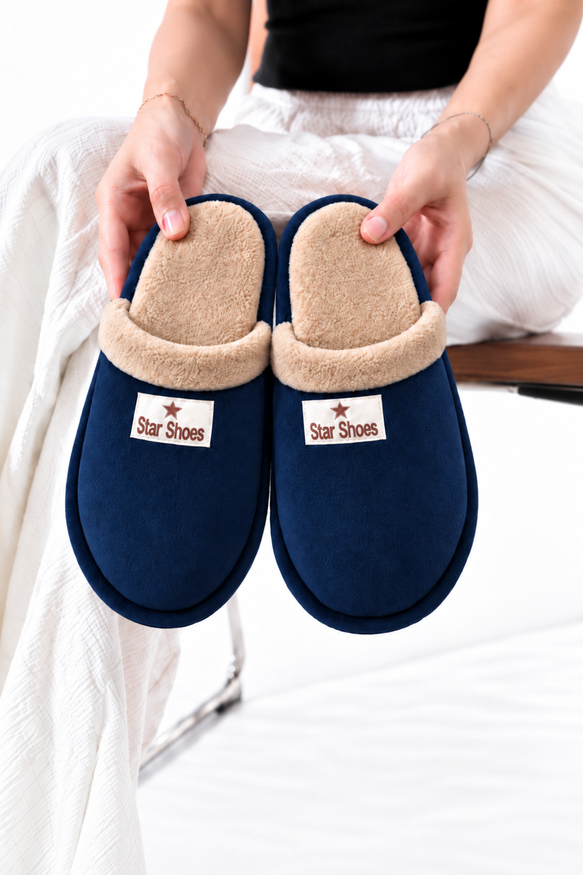 star shoes 3'lü Kışlık Ev Terliği Kışlık Terlik Misafir Terliği görsel 5