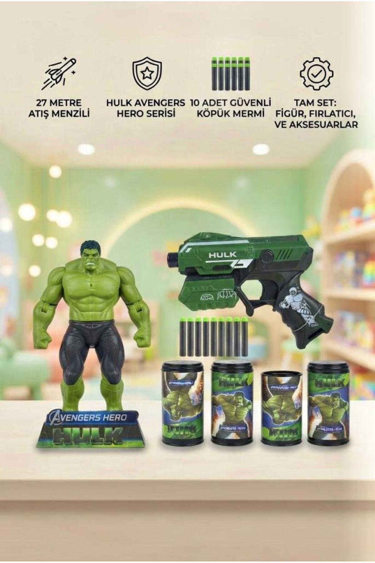 Tıfıl Toys Oyuncak Hedefli Soft Mermili HULK Figürlü Dart Atan