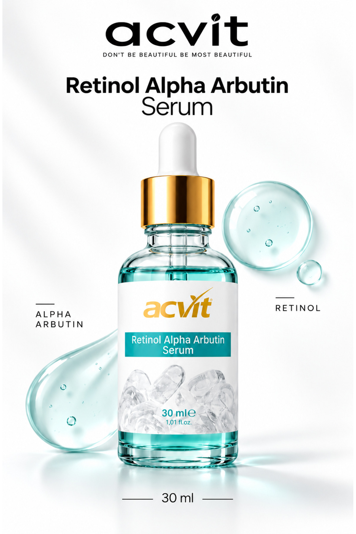 Acvit Retinol Alpha Arbutin Serum 30 ML |Kırışıklık Karşıtı ve Cilt Yenileyici Bakım — RAAS082024