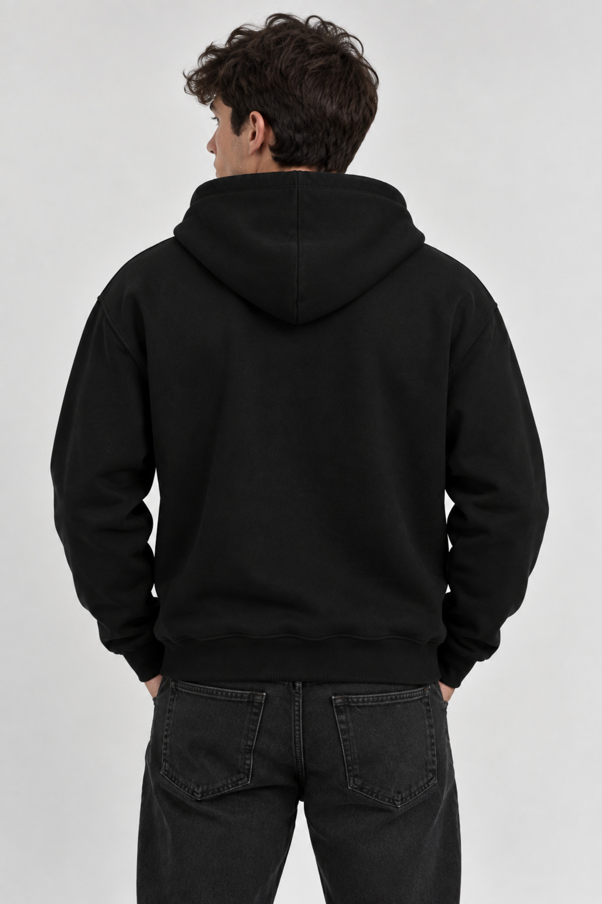 CLIPMAN Erkek Slim Fit Örgü 3 İplik Fermuarlı Polar Hırka Siyah görsel 6