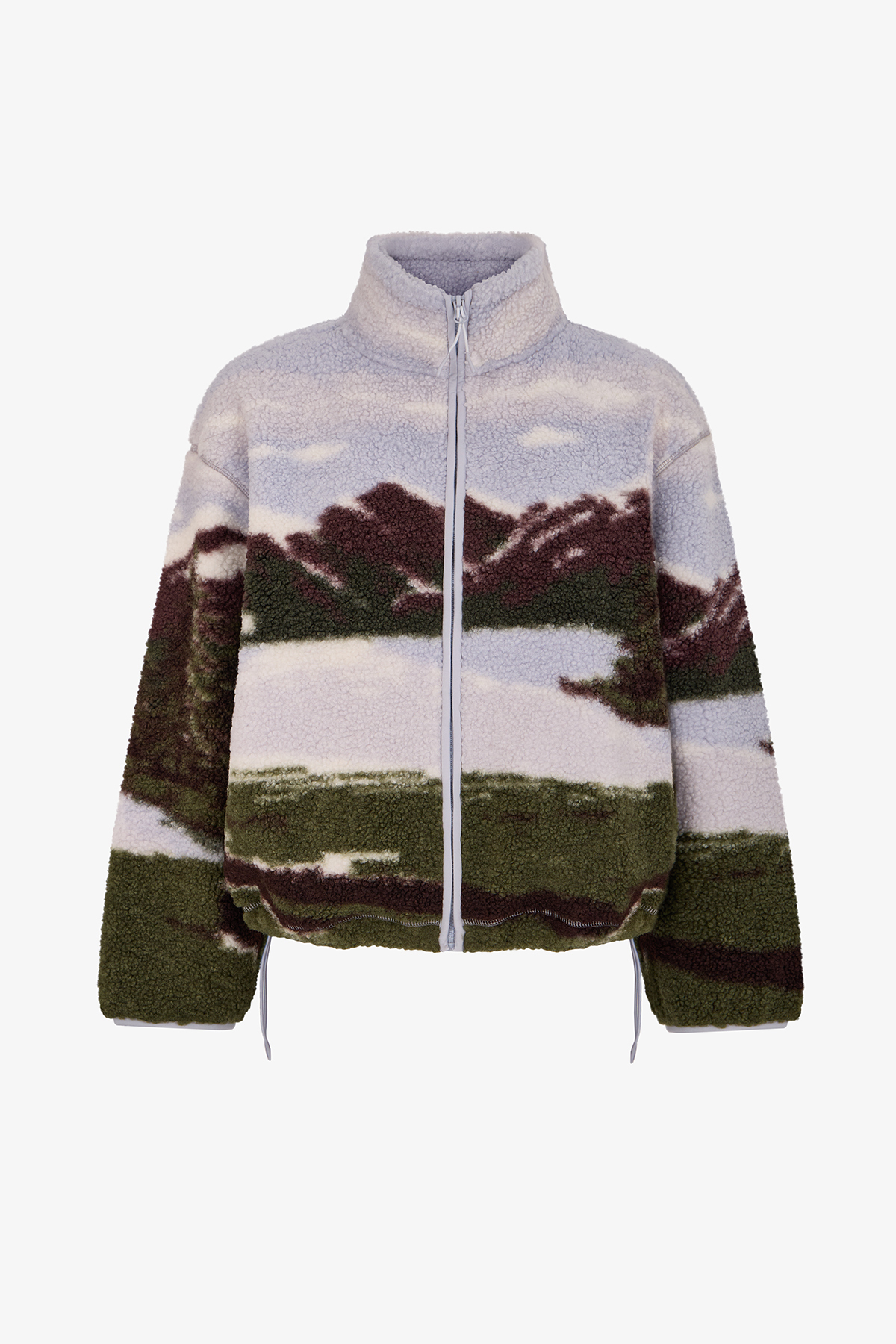 Landscape Baskılı Sherpa Uzun Kollu Ceket