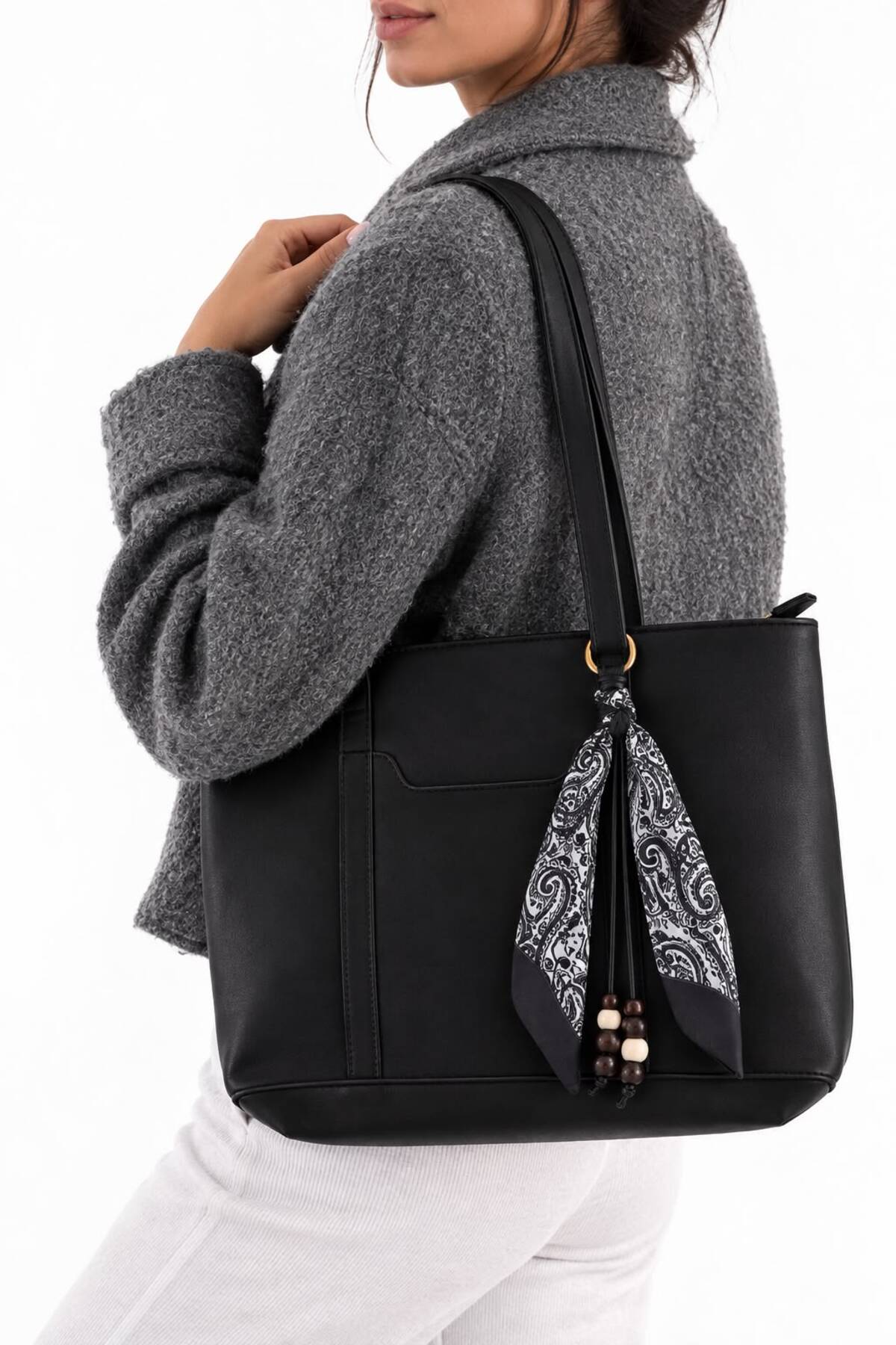 NWR BAGS Siyah Kadın Omuz Ve Kol Çantası 25x34 Ebatında görsel 2