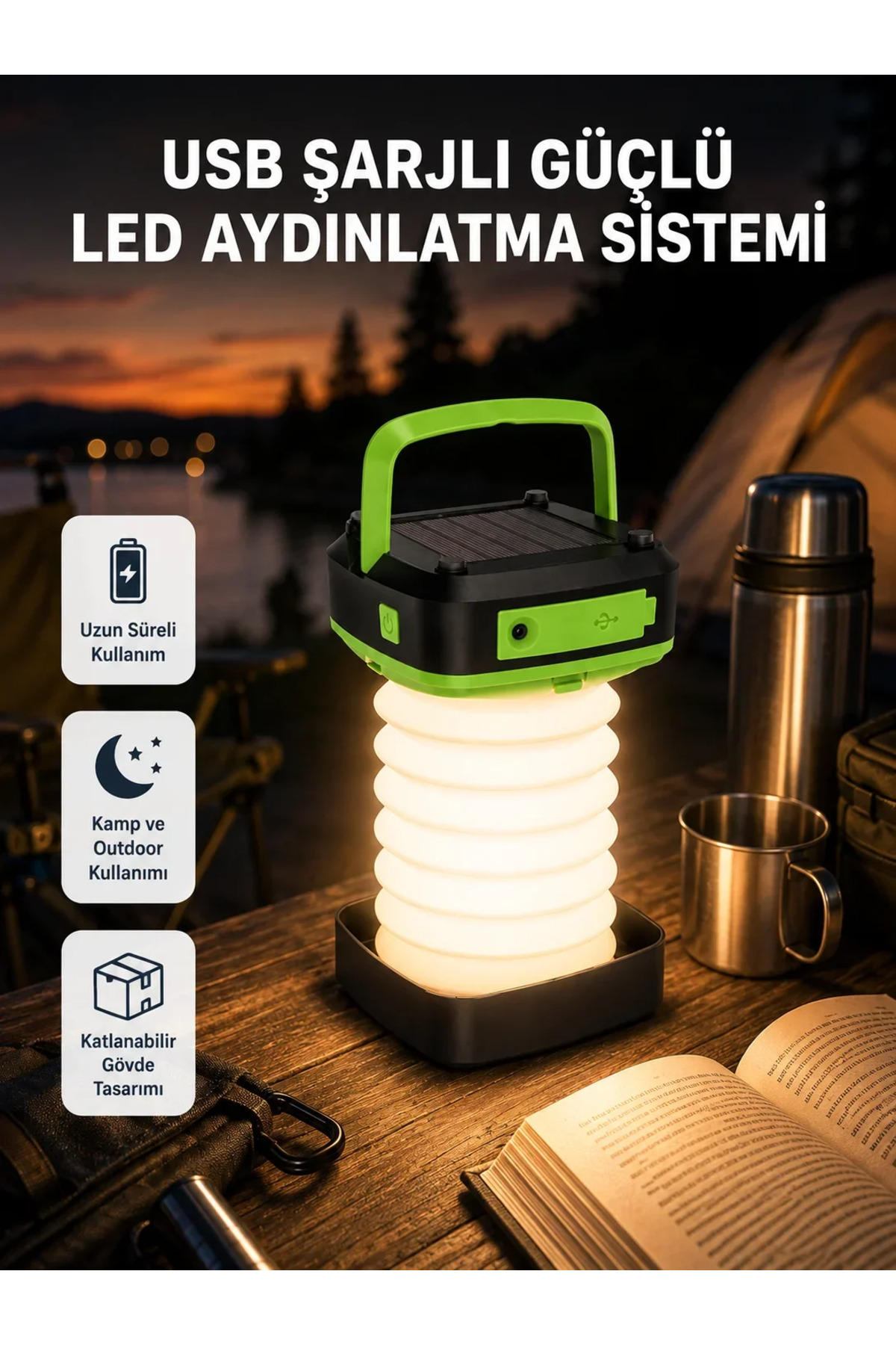 SS HOME CONCEPT Taşınabilir Şarjlı LED Lamba – Dokunmatik Kontrol, Üç Kademeli Işık ve Uzun Ömürlü Pil Performansı